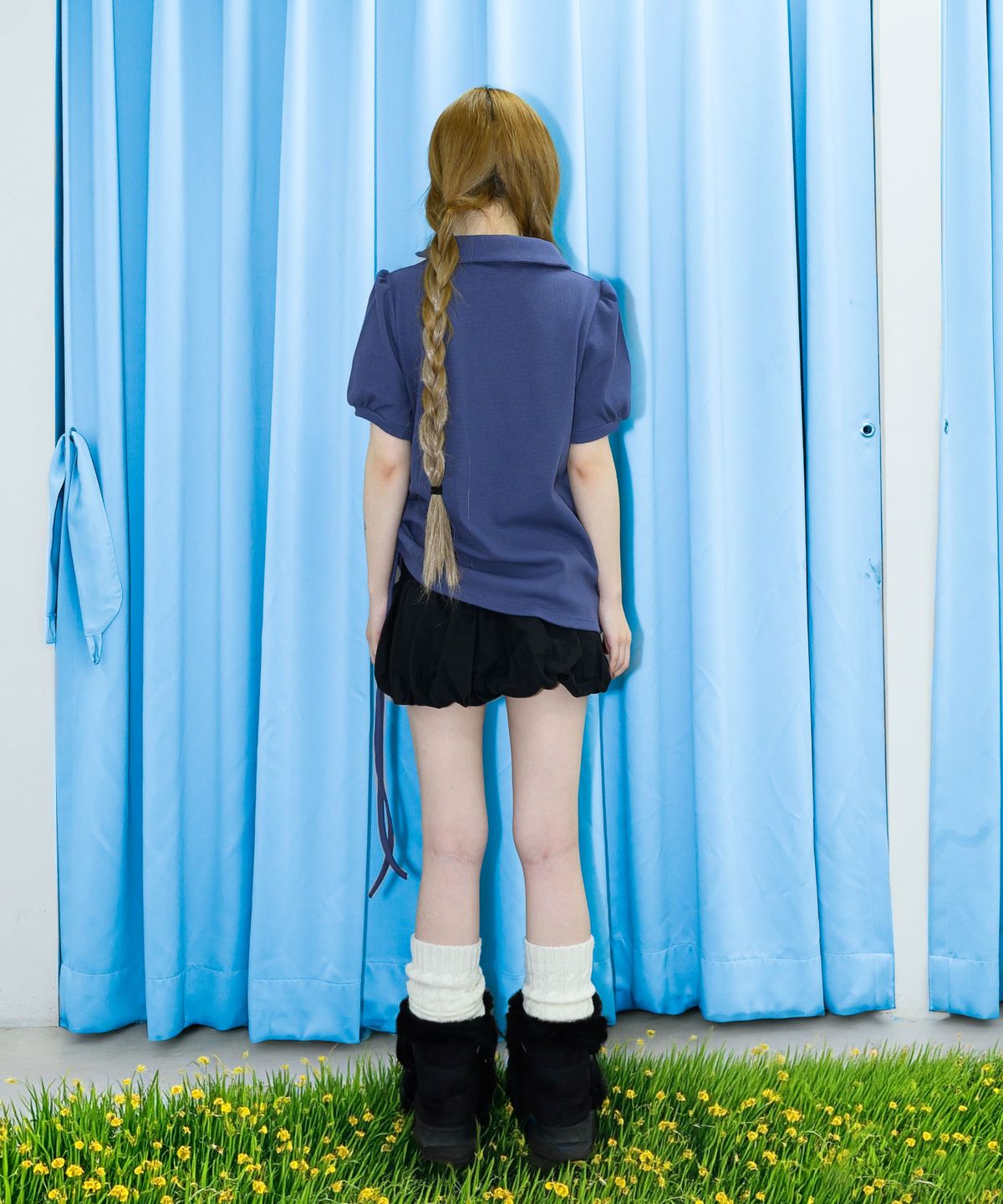 유얼쎄시(YOUR SASSY) Smooth Puff Polo (DUSTY BLUE)