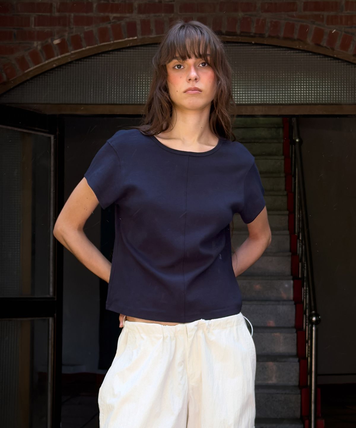 다이애그널(DIAGONAL) BACK CUT OUT TEE (navy)