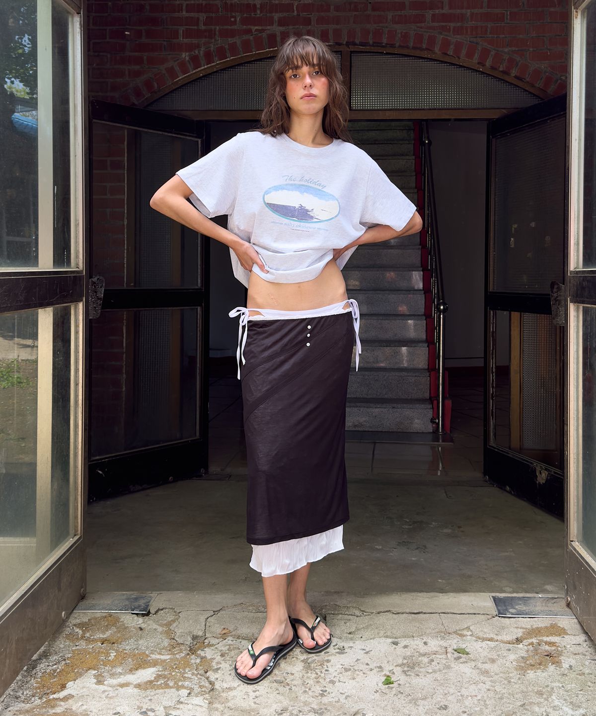 다이애그널(DIAGONAL) VINTAGE SURFER TEE (light grey)