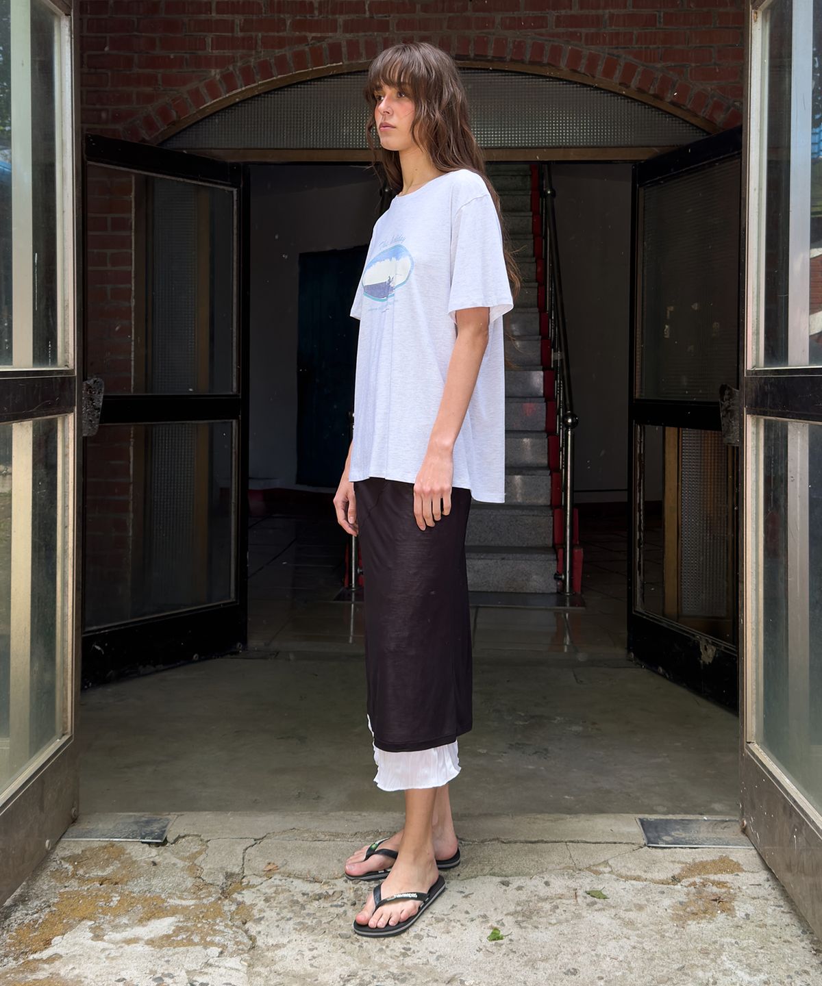 다이애그널(DIAGONAL) VINTAGE SURFER TEE (light grey)