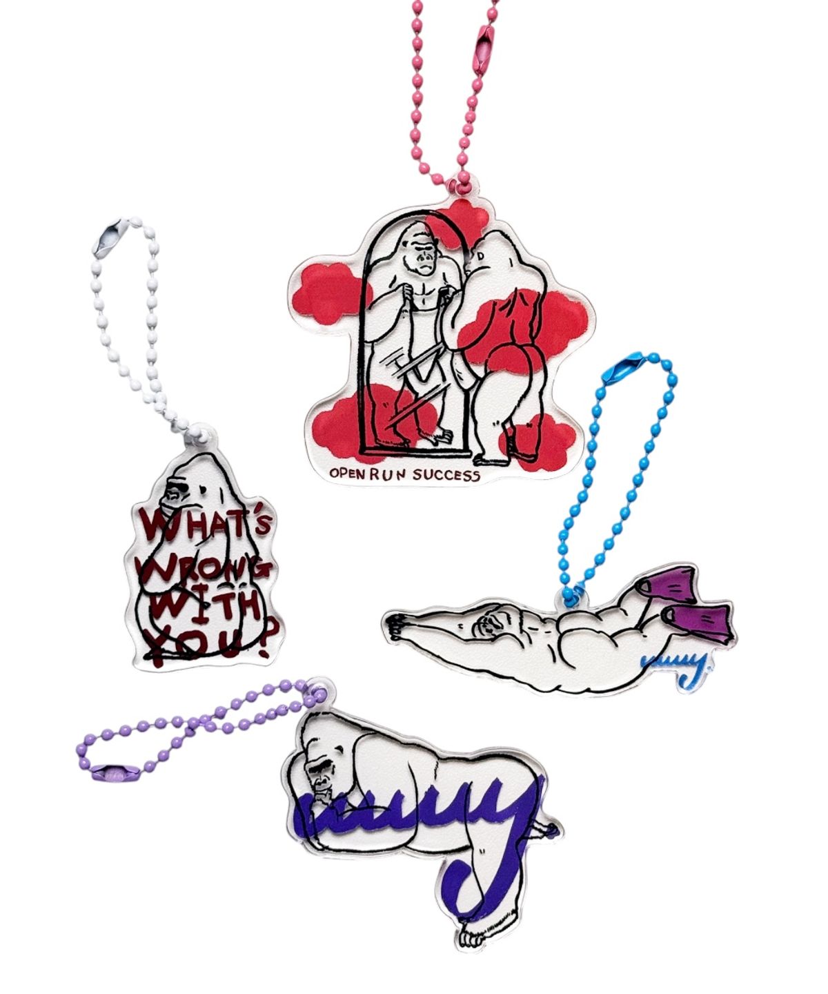 따따따와(WWWY) [WWWY] 고릴라 드로잉 아크릴 키링 (4 designs)