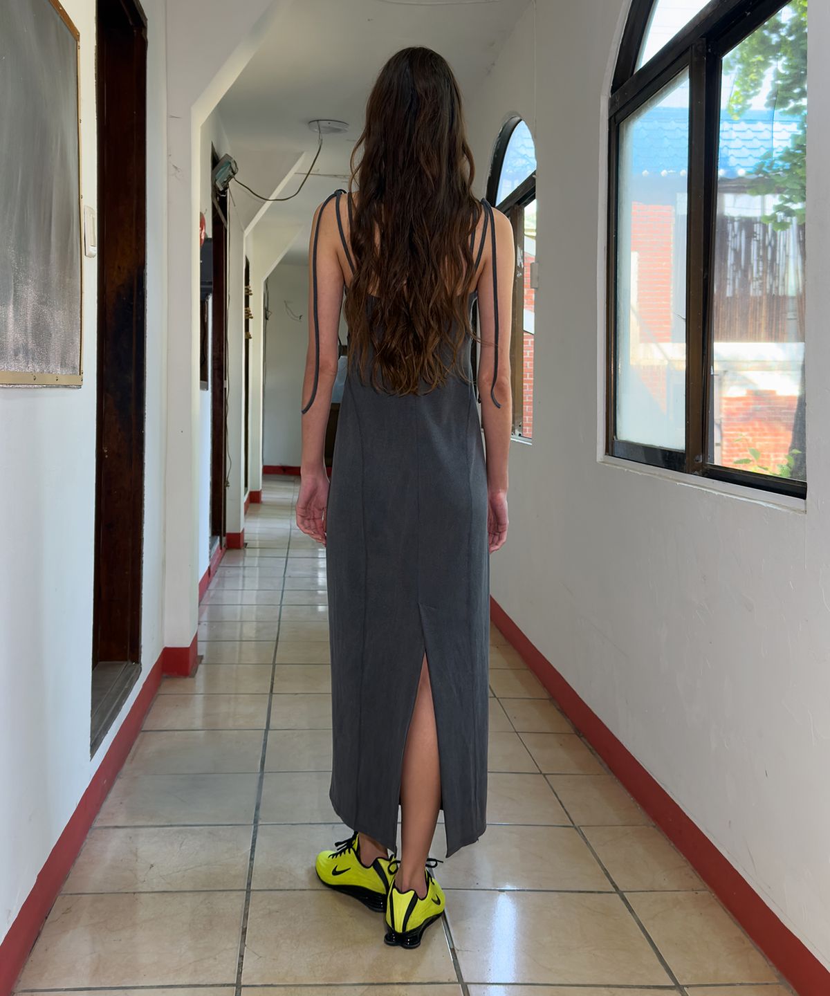 다이애그널(DIAGONAL) TWO WAY LONG DRESS (charcoal)