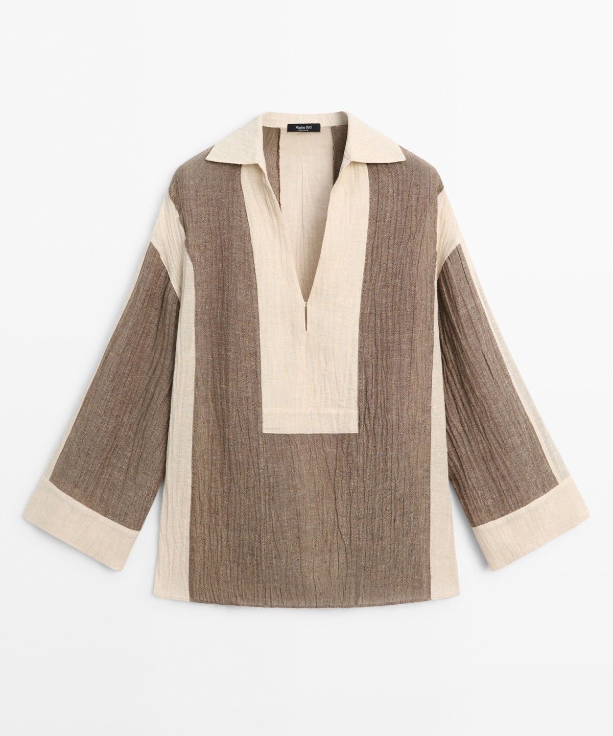 마시모두띠(MASSIMO DUTTI) 플루이드 텍스처 린넨 블렌드 블라우스