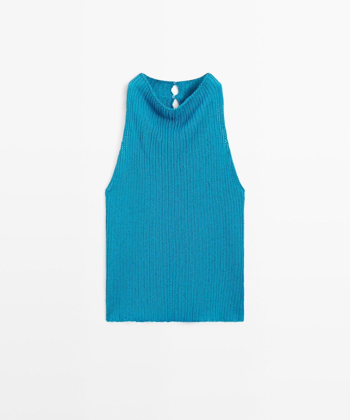 마시모두띠(MASSIMO DUTTI) 린넨 혼방 버튼 디테일 니트 탑