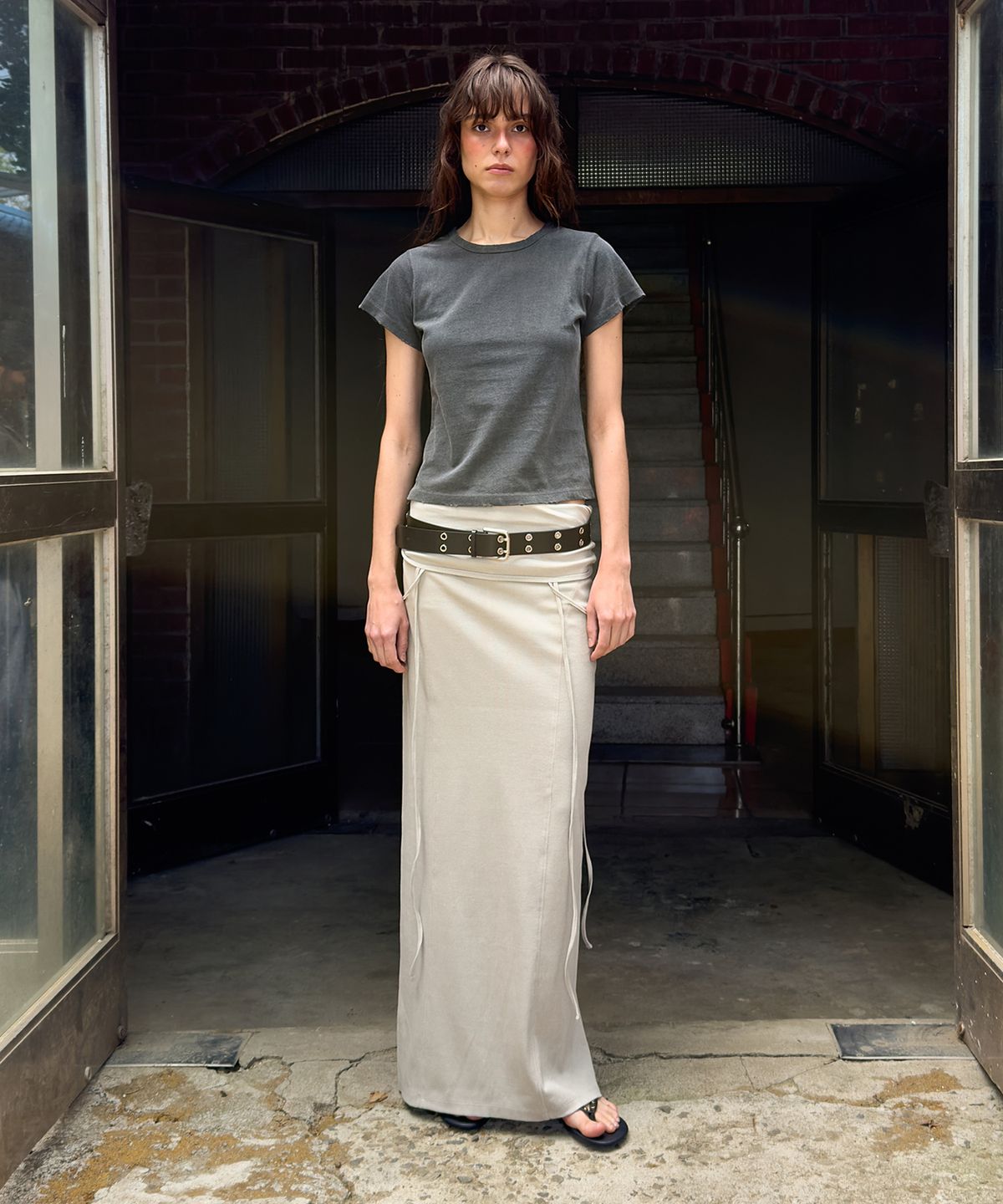 다이애그널(DIAGONAL) DOUBLE EYELET ADORNMENT BELT (black)