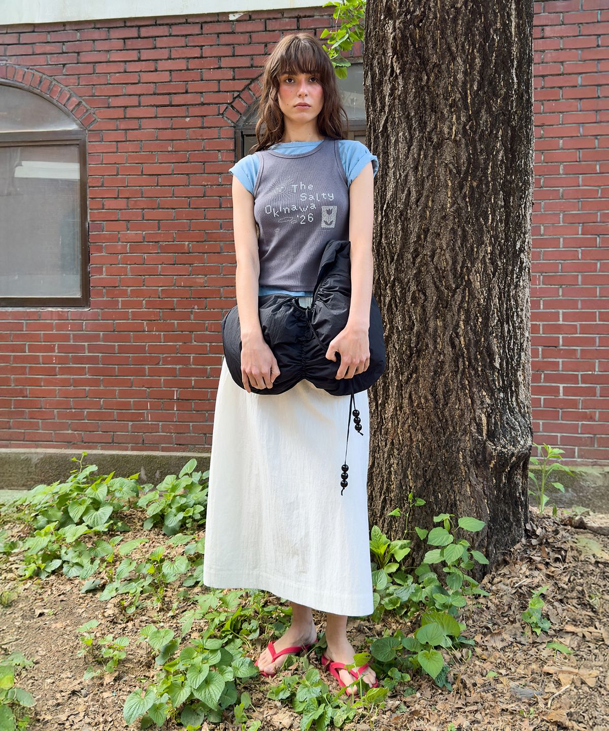 다이애그널(DIAGONAL) BEADED DROP BAG (black)