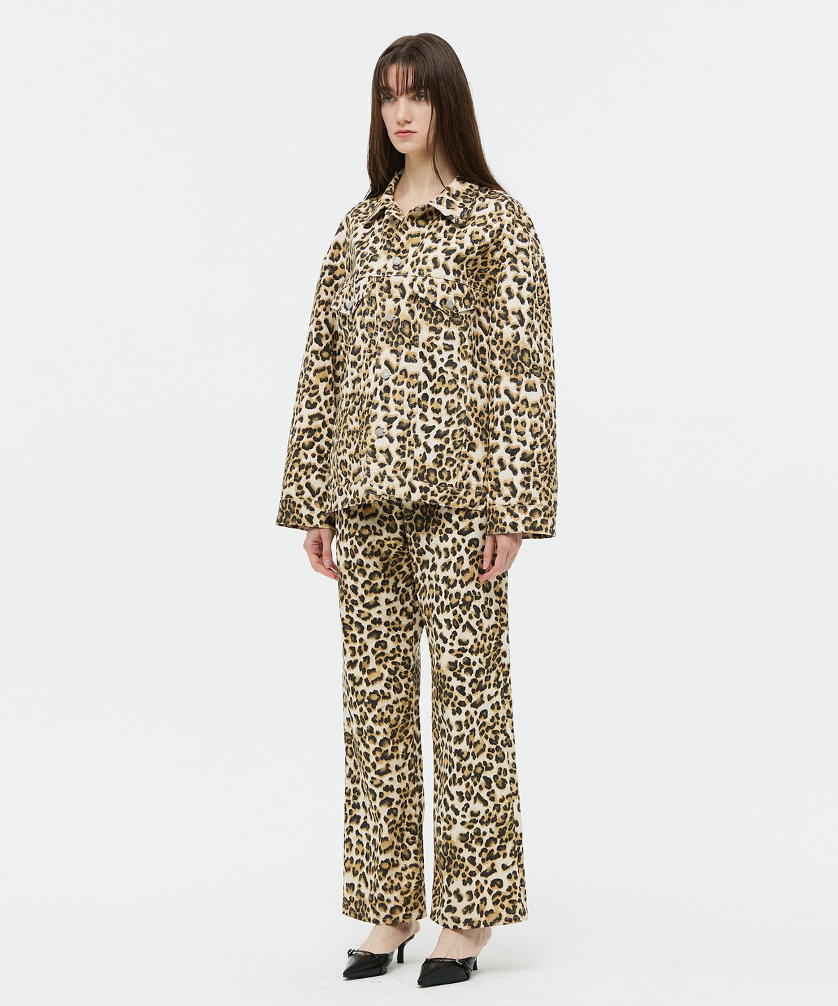 베데르미(VEDERMI) leopard denim trucker jk