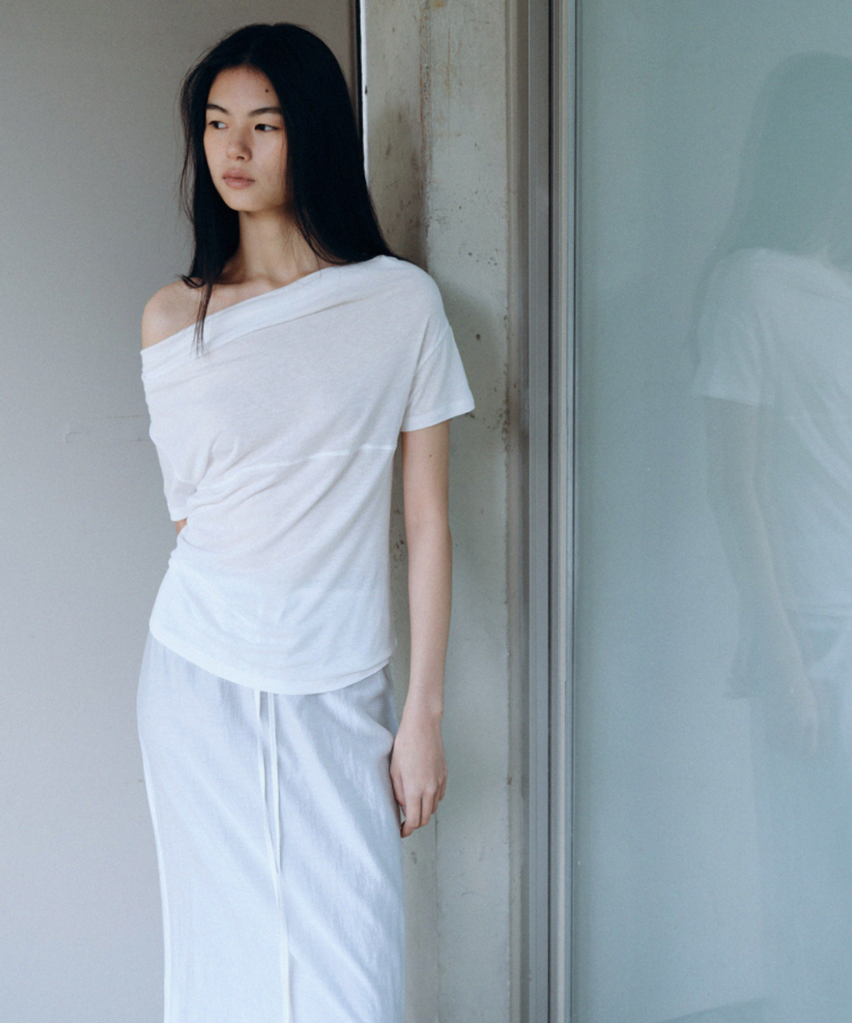 카셀(CACELE) 2WAY DRAPE OFF SHOULDER, WHITE