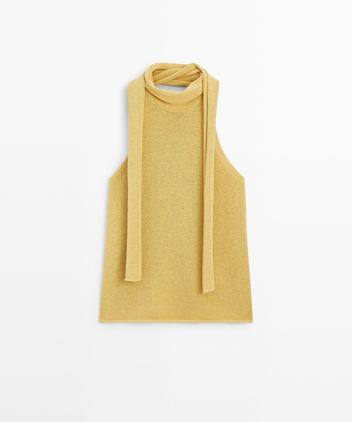 마시모두띠(MASSIMO DUTTI) 린넨 블렌드 홀터넥 타이 탑