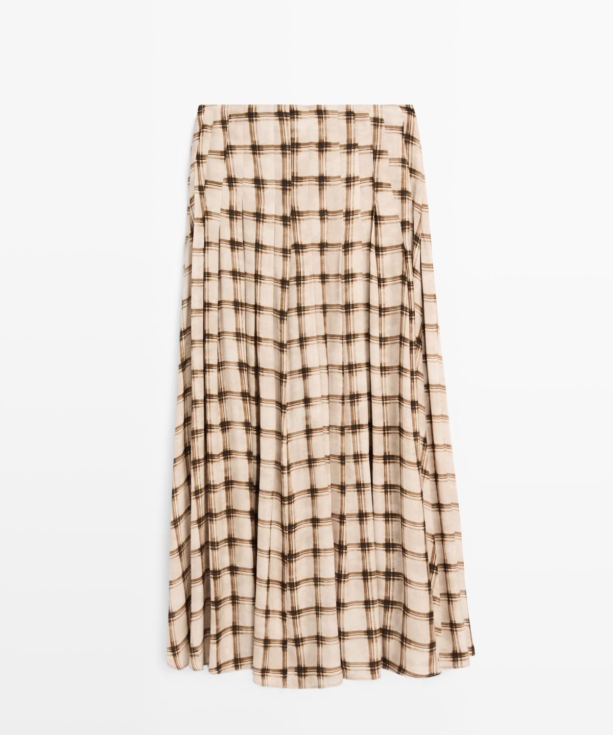 마시모두띠(MASSIMO DUTTI) 플루이드 체크 미디 스커트 세트