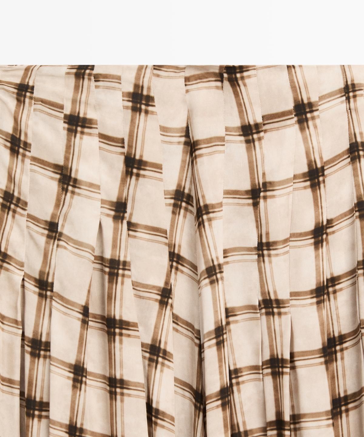 마시모두띠(MASSIMO DUTTI) 플루이드 체크 미디 스커트 세트
