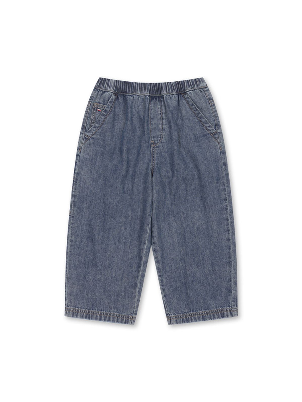 폴햄키즈(POLHAM KIDS) 공용 크롭 와이드핏 7부 데님 팬츠_PKF3DP3036