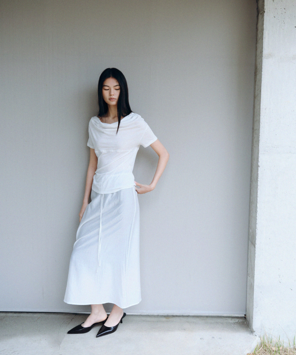 카셀(CACELE) SHEER LONG SKIRT, WHITE