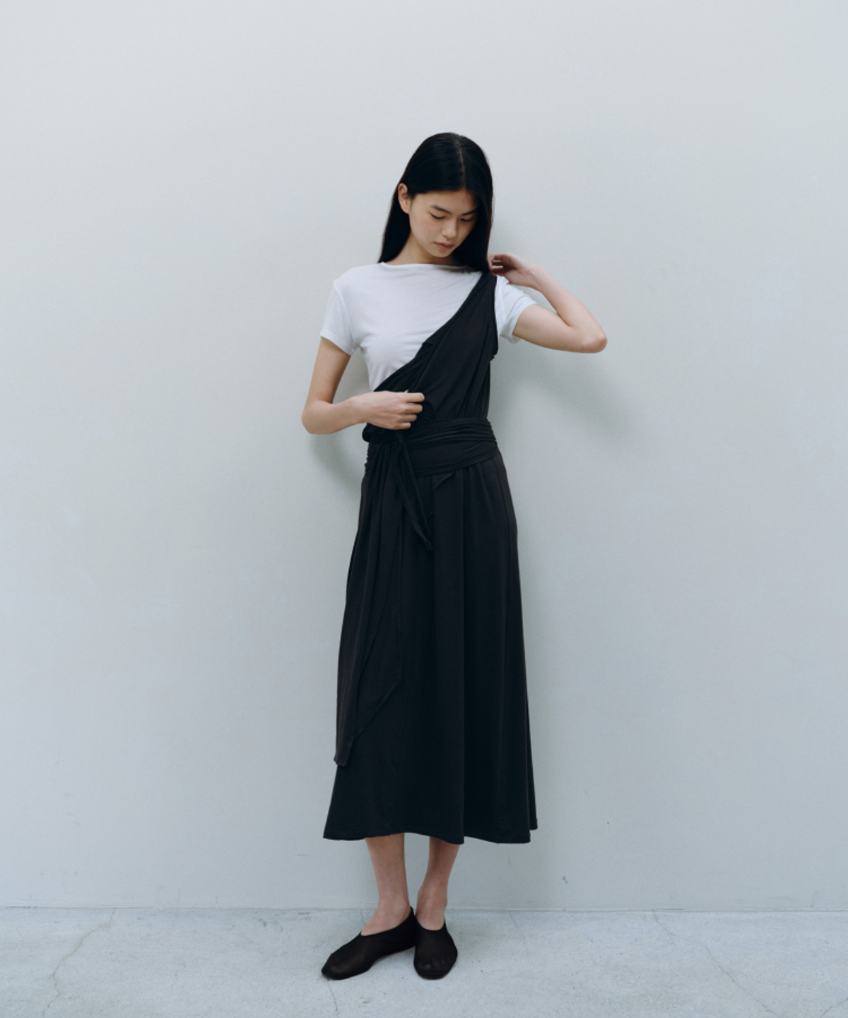 카셀(CACELE) 2WAY TIE SLEEVELESS DRESS, BLACK
