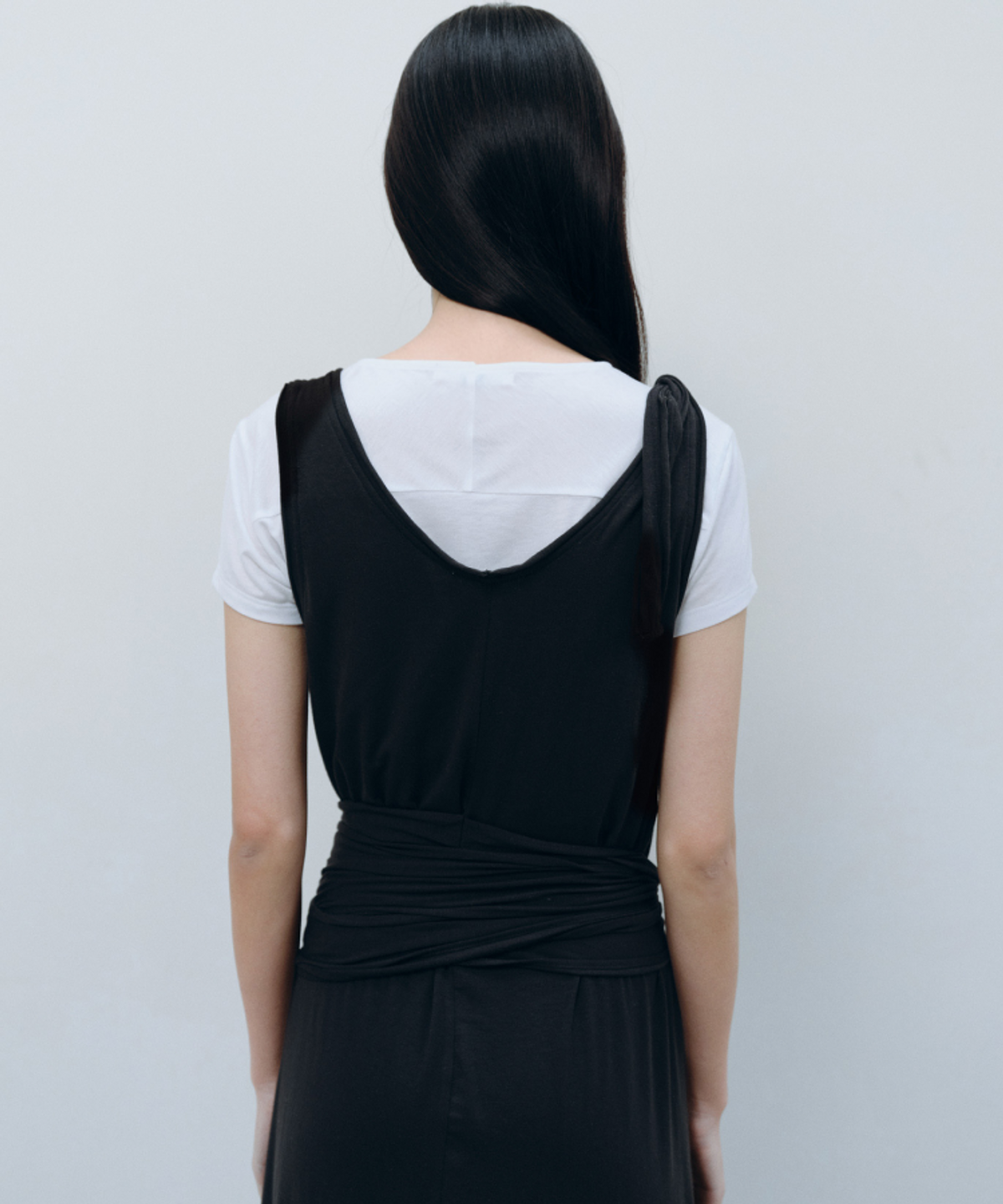 카셀(CACELE) 2WAY TIE SLEEVELESS DRESS, BLACK