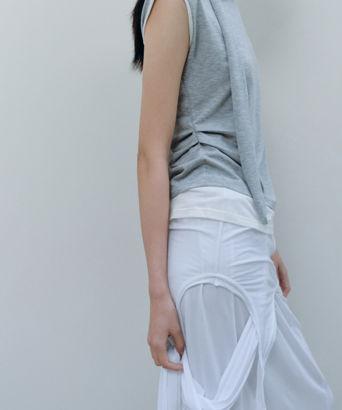 카셀(CACELE) 2WAY TIE SLEEVELESS DRESS, WHITE