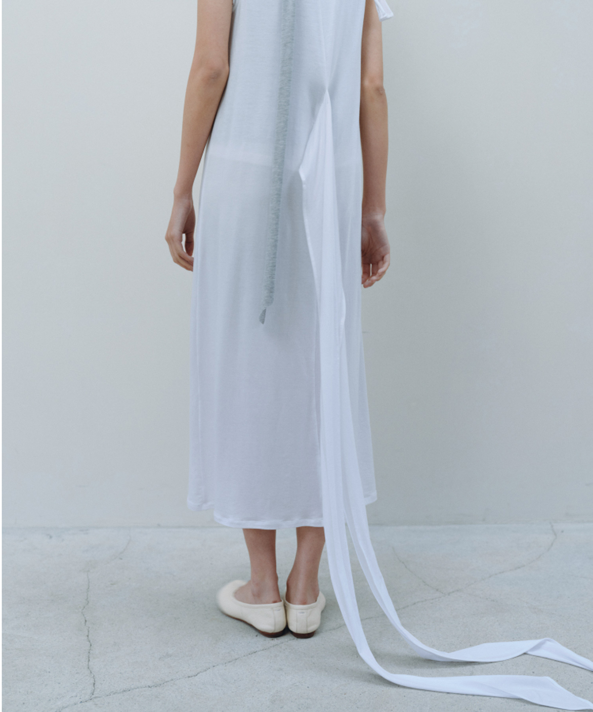 카셀(CACELE) 2WAY TIE SLEEVELESS DRESS, WHITE