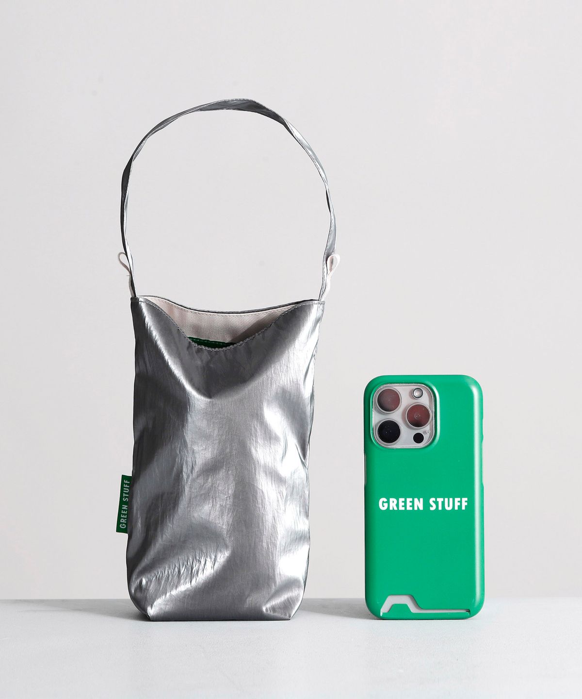 그린스터프(GREEN STUFF) 스텀 미니백 48 메탈릭 나일론 - titanium silver