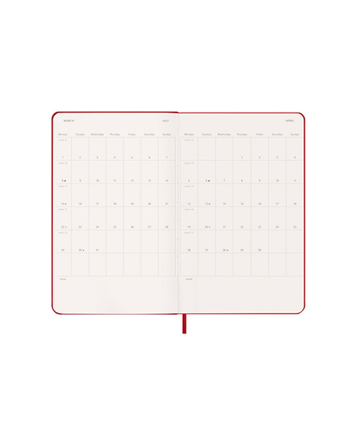 몰스킨(MOLESKINE) 2027위클리(18M)/스칼렛레드 하드 L