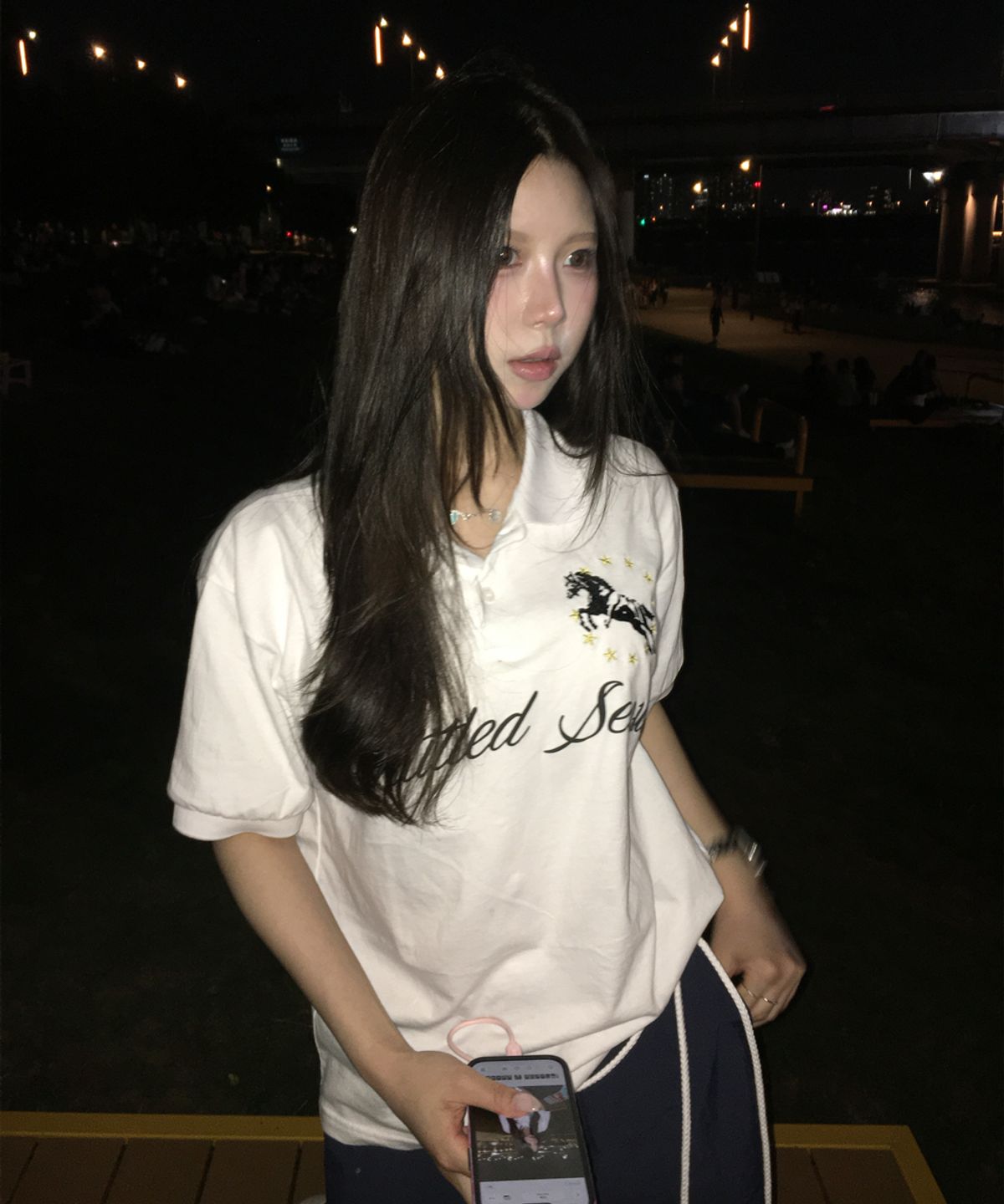 언타이틀 서울(UNTITLED SEOUL) 언타이틀 크레스트 폴로 크롭 반팔 화이트