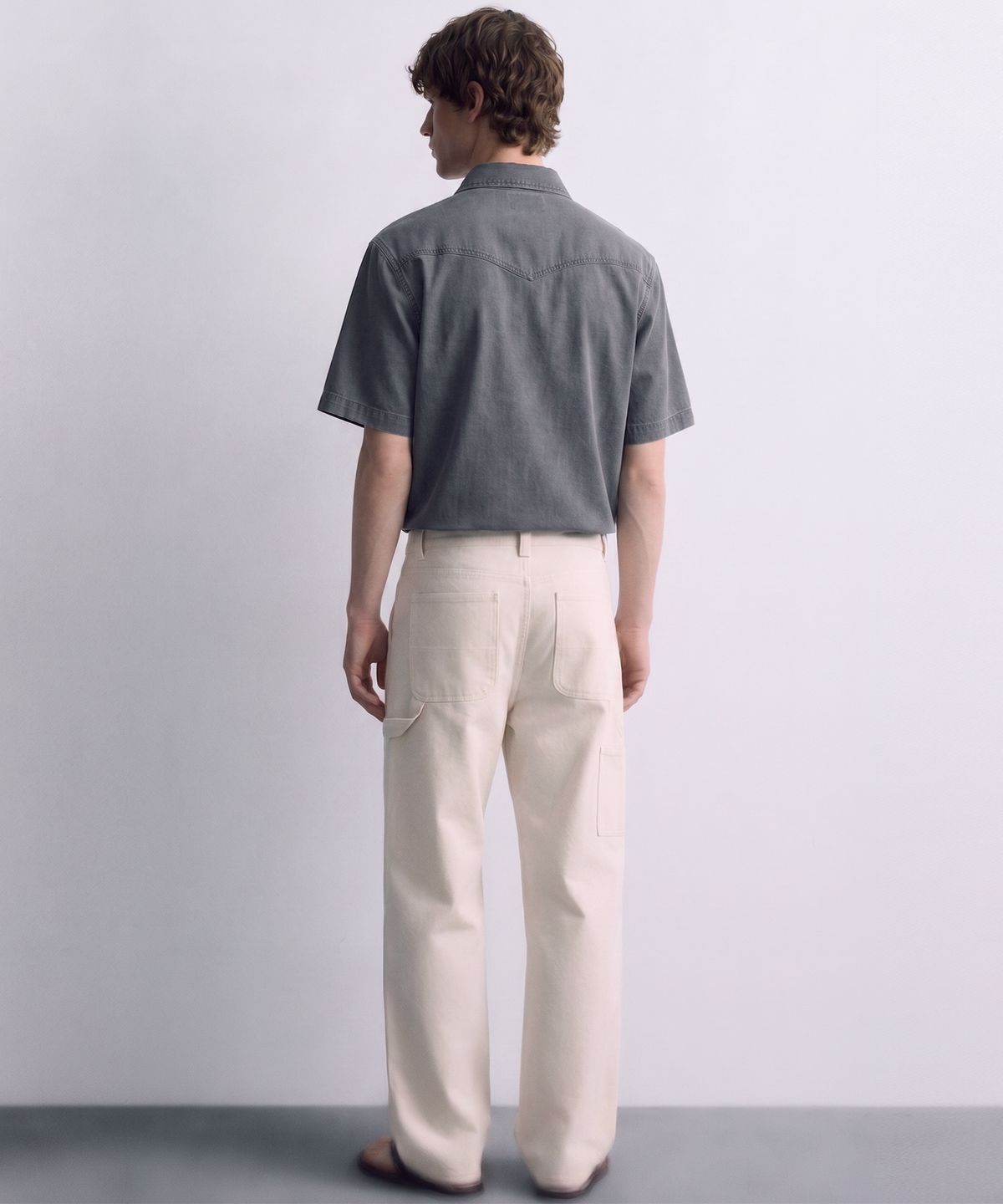 디 그랜드 마틴(DE GRAND MATIN) Western Snap Vintage Washed Short Sleeve Shirt (Charcoal)