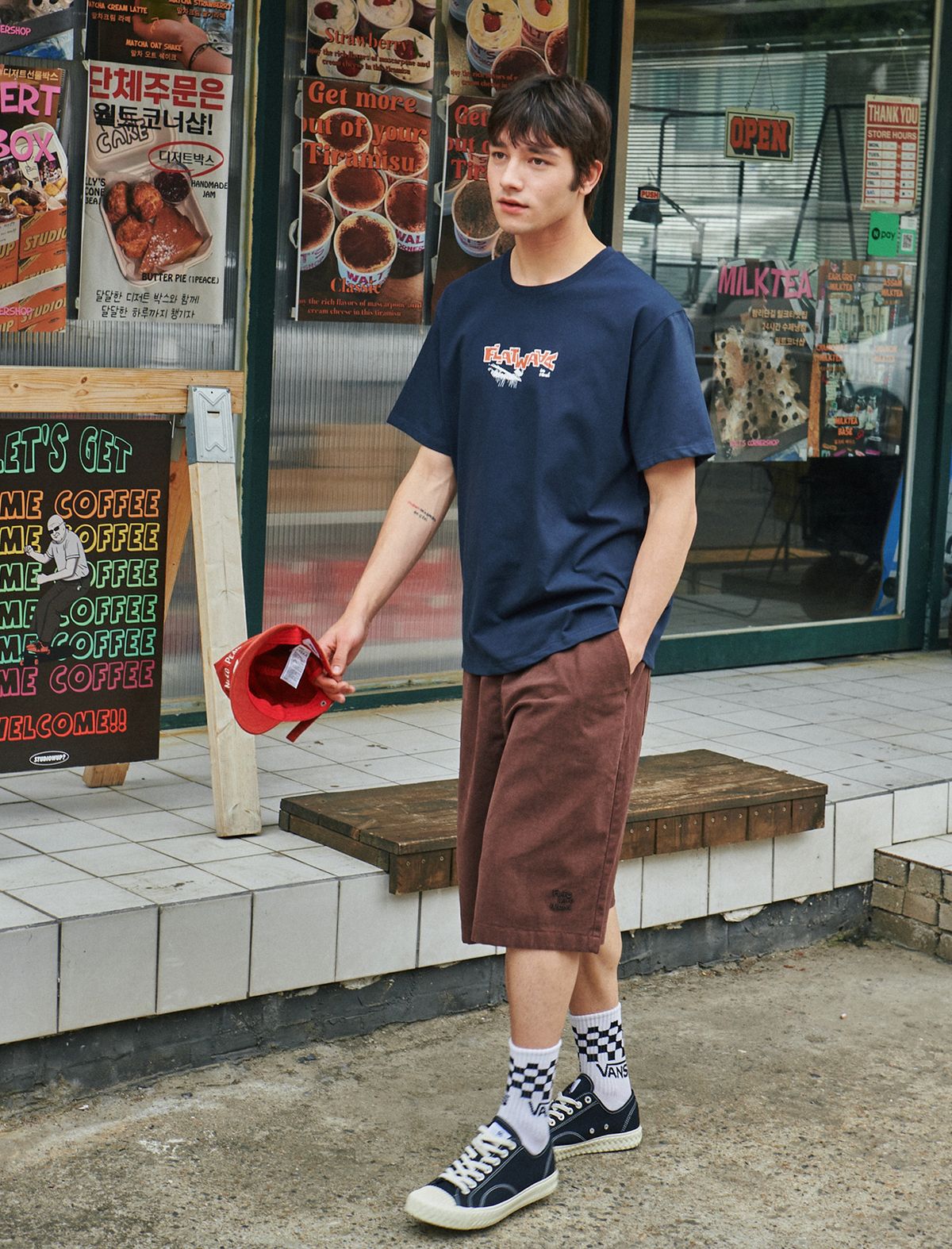 플랫웨이브 인 서울(FLATWAVE IN SEOUL) Kanoa Wide Cotton Banding Shorts Brown