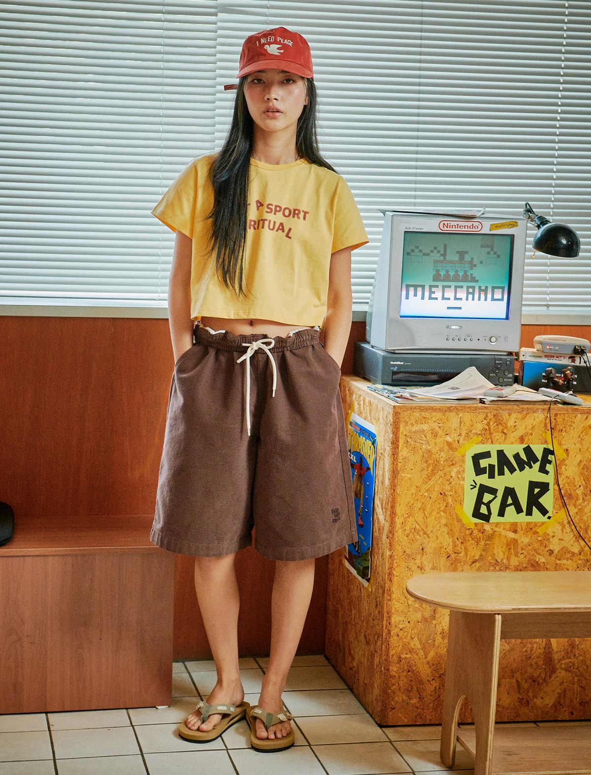 플랫웨이브 인 서울(FLATWAVE IN SEOUL) Kanoa Wide Cotton Banding Shorts Brown