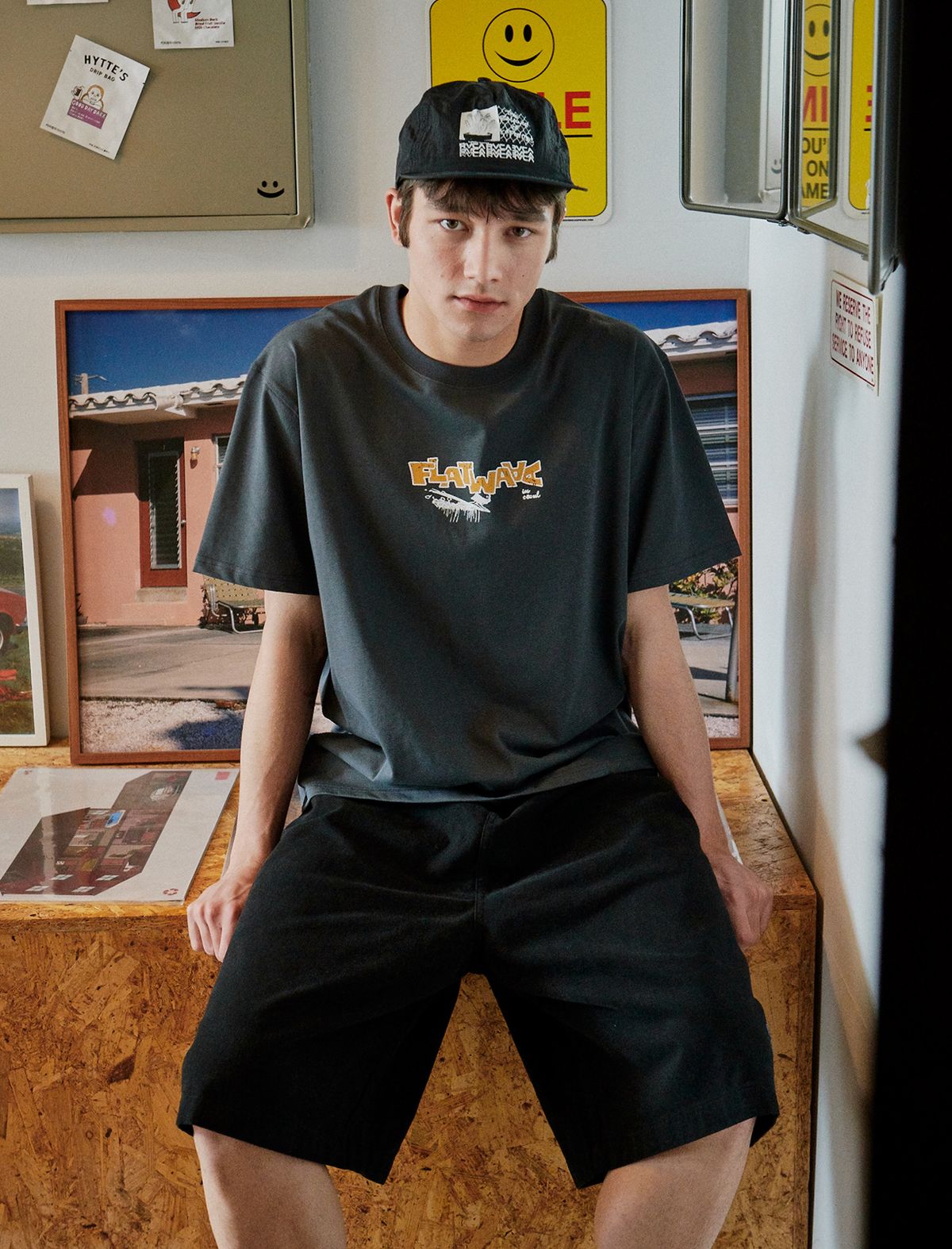플랫웨이브 인 서울(FLATWAVE IN SEOUL) Kanoa Wide Cotton Banding Shorts Black