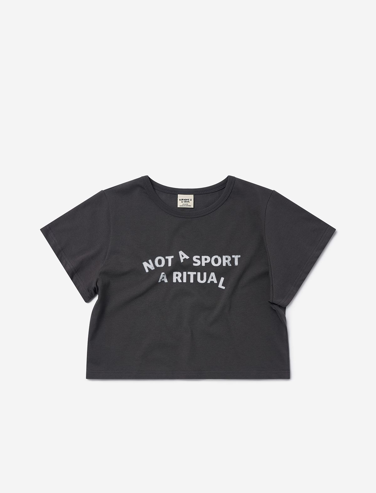 플랫웨이브 인 서울(FLATWAVE IN SEOUL) Oloa Print Crop T-Shirts Charcoal