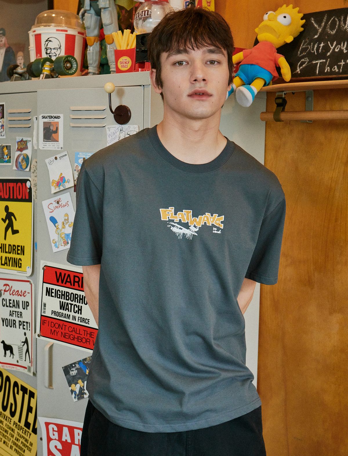 플랫웨이브 인 서울(FLATWAVE IN SEOUL) Wynd Print T-Shirts Charcoal