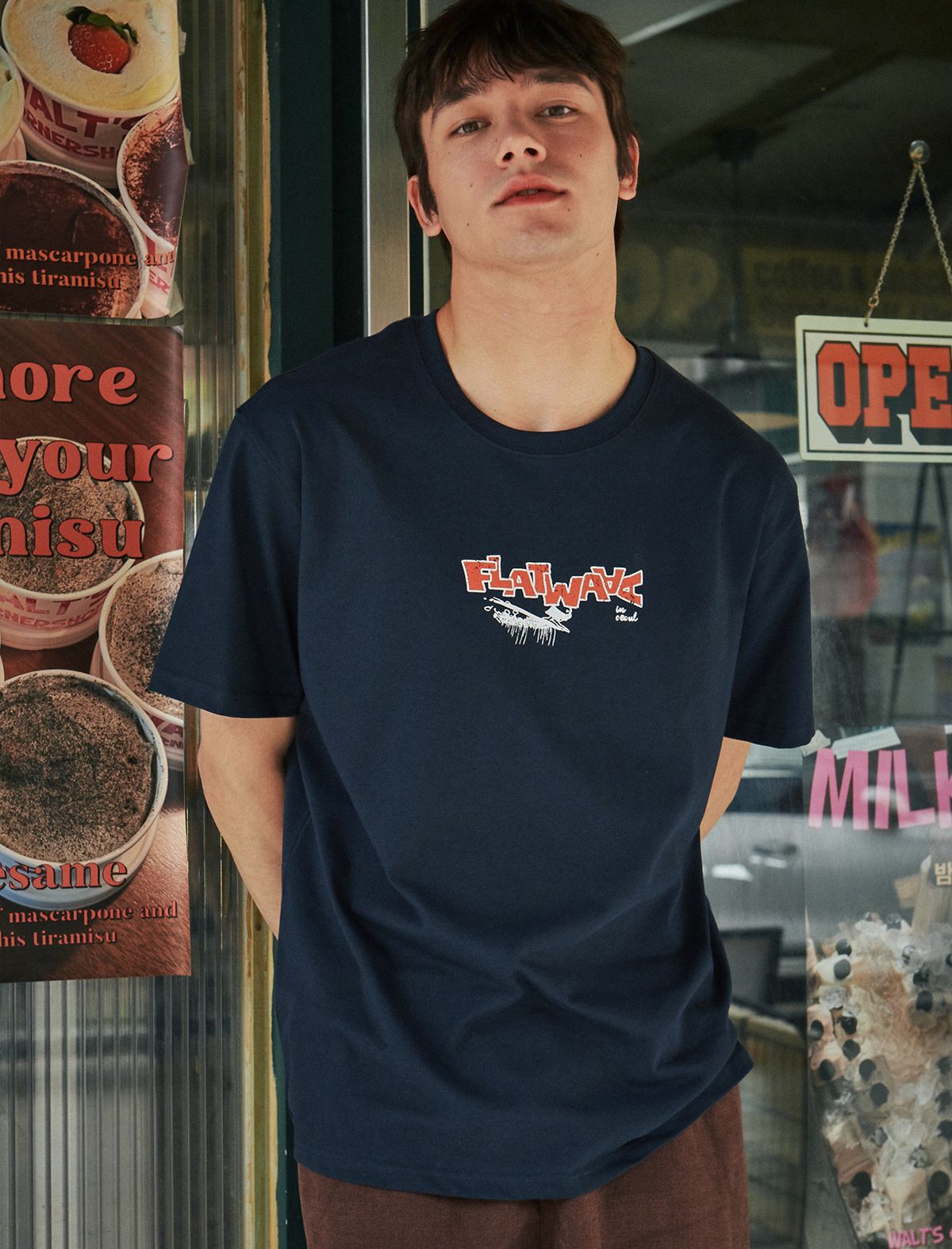 플랫웨이브 인 서울(FLATWAVE IN SEOUL) Wynd Print T-Shirts Navy