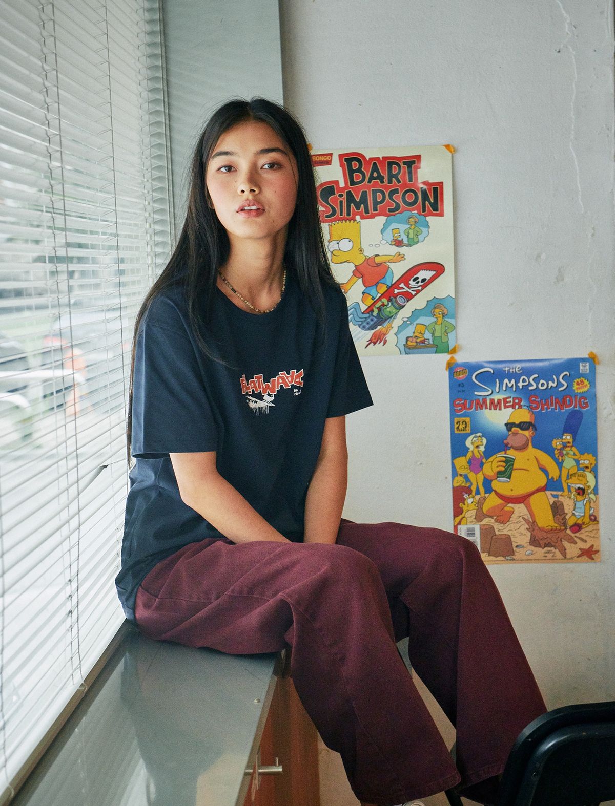 플랫웨이브 인 서울(FLATWAVE IN SEOUL) Wynd Print T-Shirts Navy