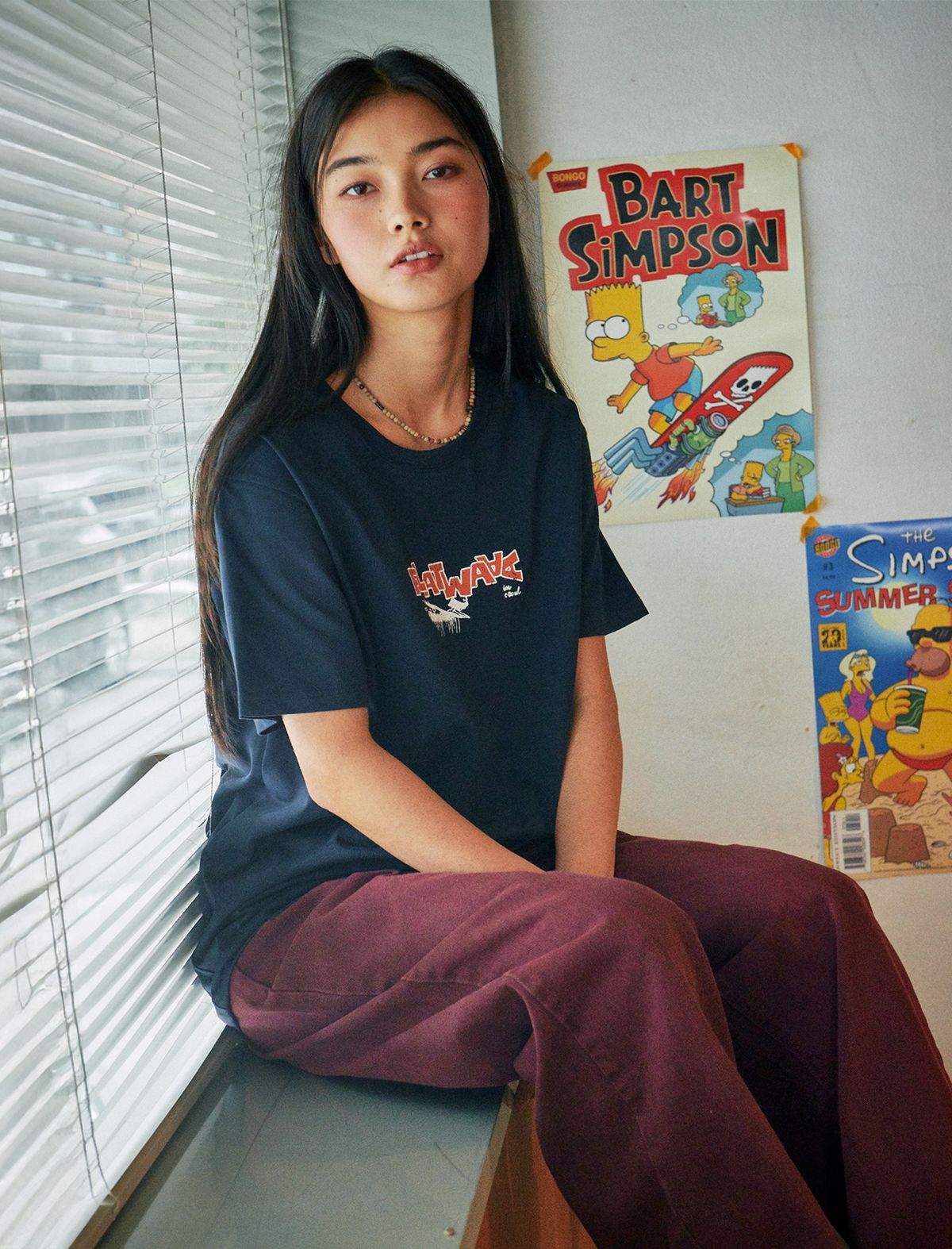 플랫웨이브 인 서울(FLATWAVE IN SEOUL) Wynd Print T-Shirts Navy
