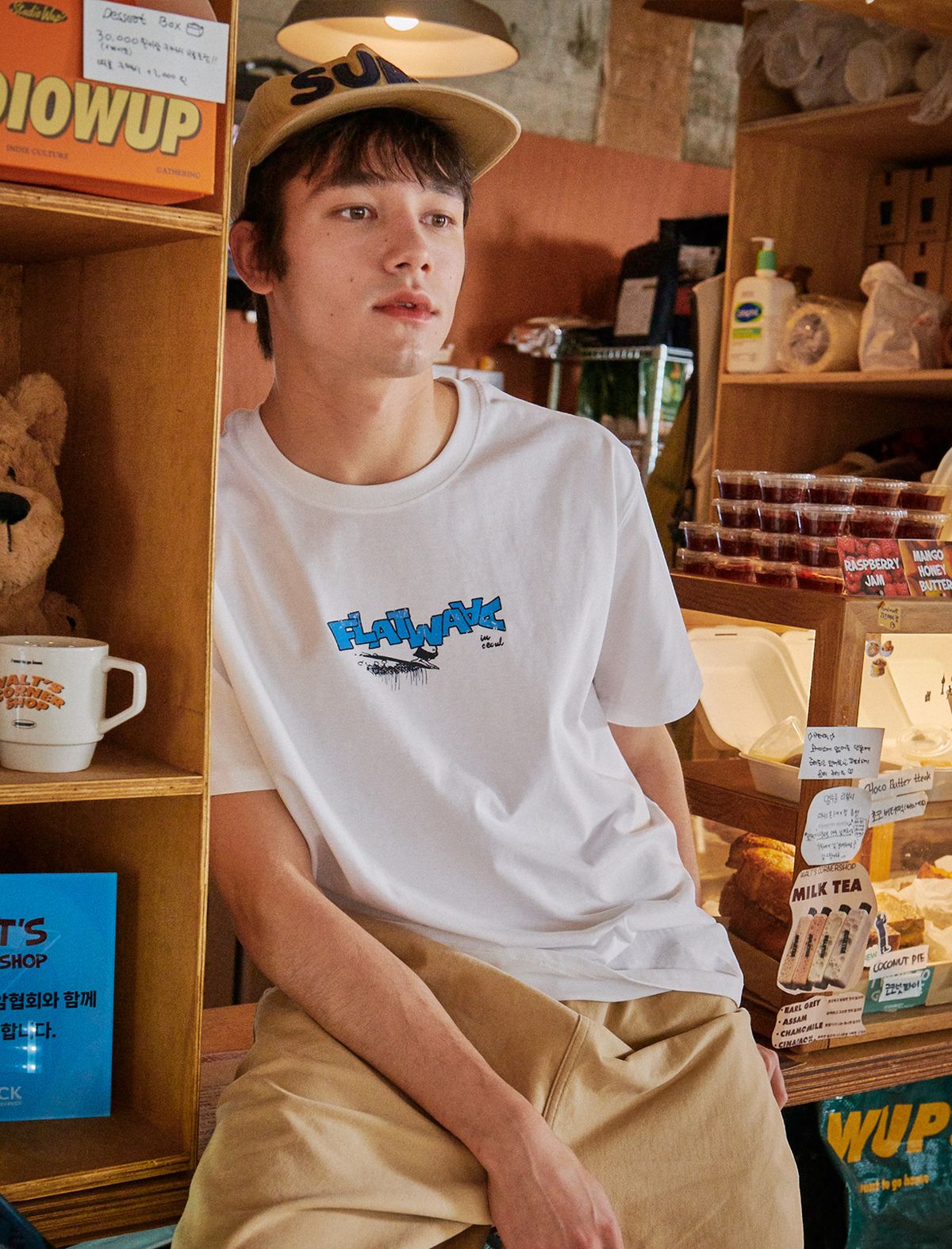 플랫웨이브 인 서울(FLATWAVE IN SEOUL) Wynd Print T-Shirts White
