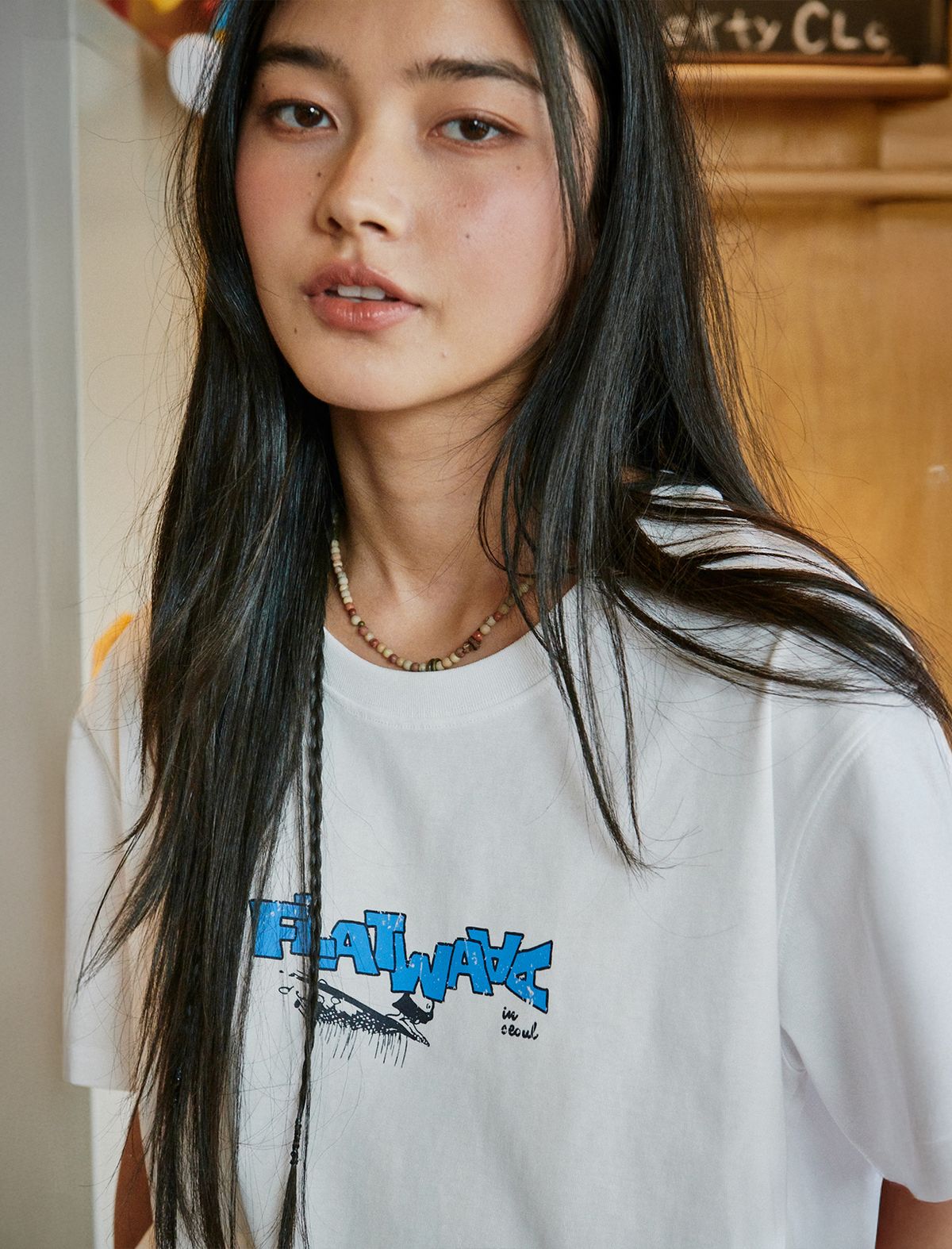 플랫웨이브 인 서울(FLATWAVE IN SEOUL) Wynd Print T-Shirts White