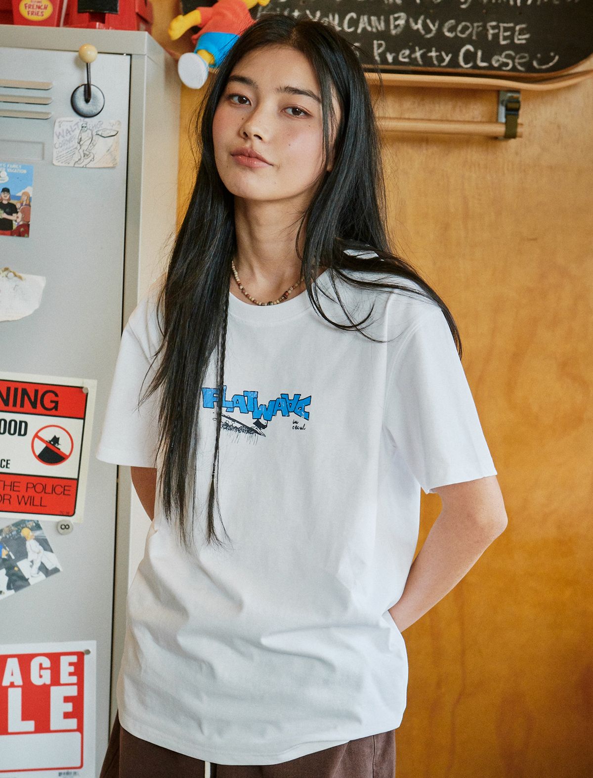플랫웨이브 인 서울(FLATWAVE IN SEOUL) Wynd Print T-Shirts White