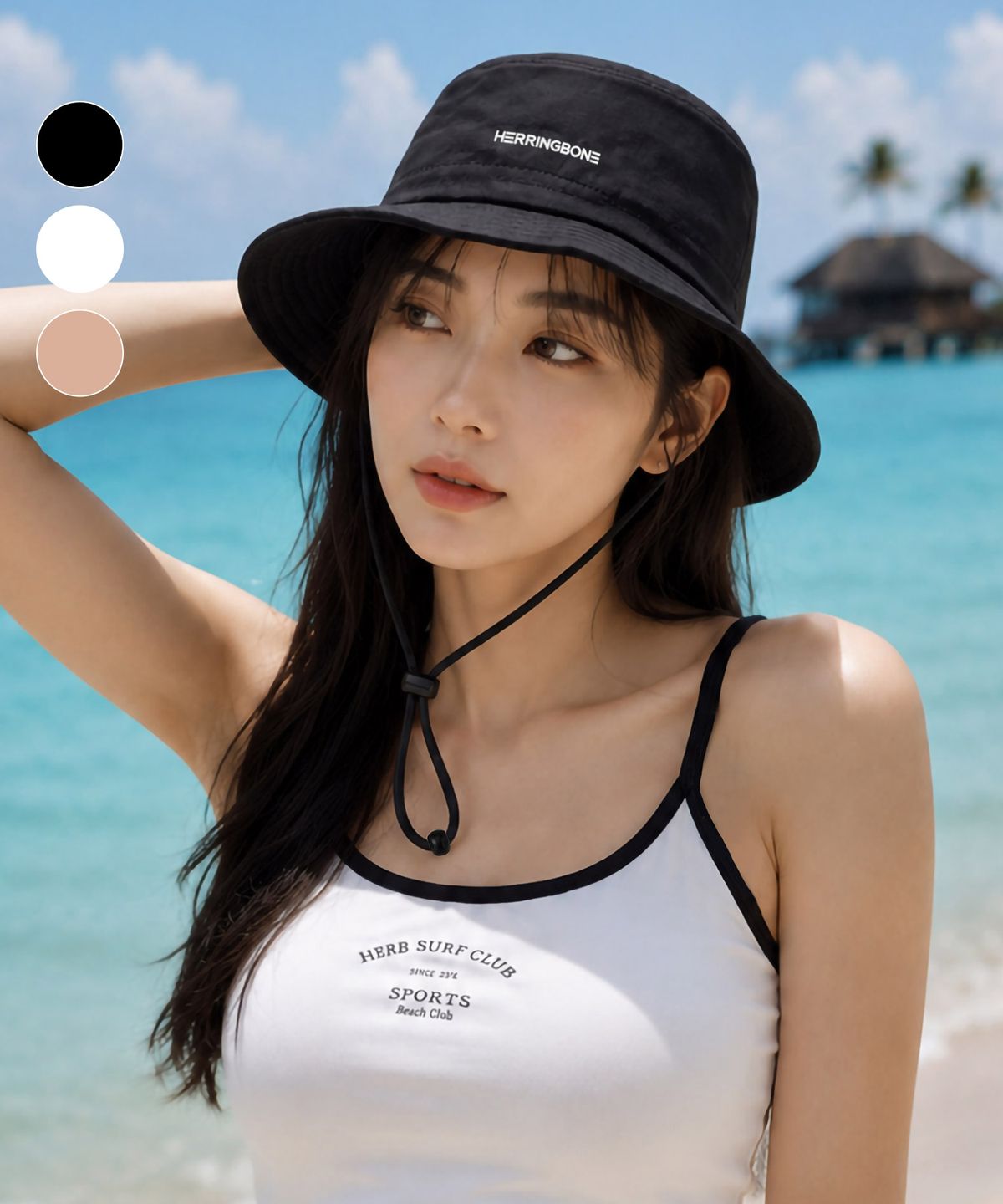 헤링본(HERRINGBONE) 경량 나일론 메쉬 선쉐이드 버킷햇 (3color) / YJ102