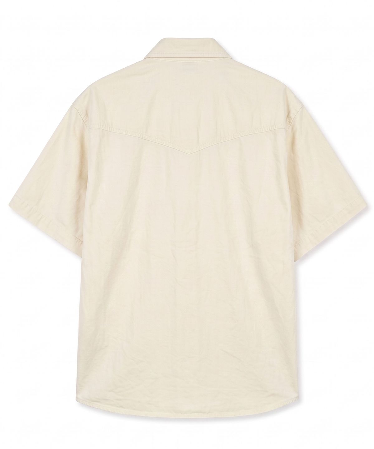 디 그랜드 마틴(DE GRAND MATIN) Western Snap Vintage Washed Short Sleeve Shirt (Ivory)