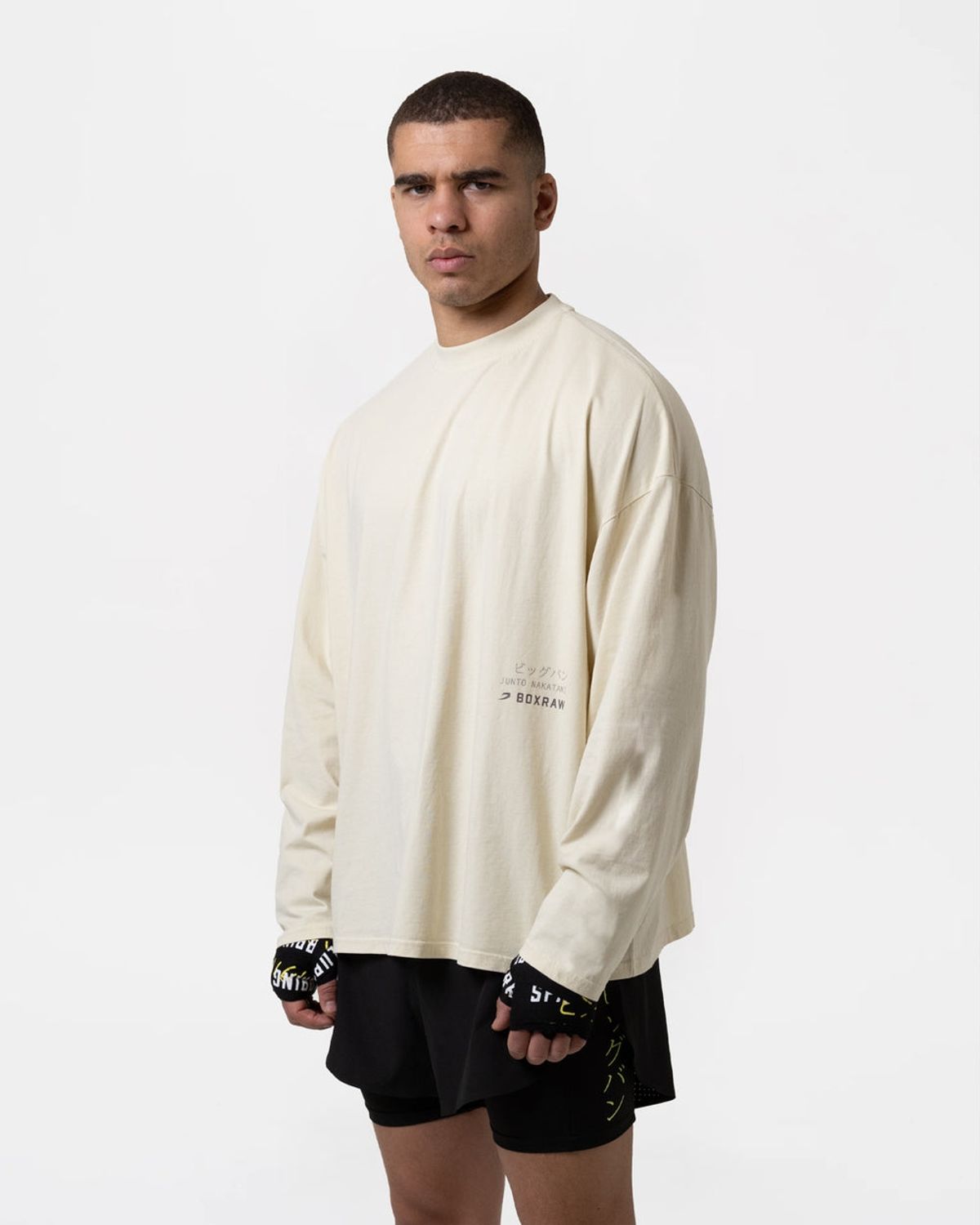복스로(BOXRAW) 나카타니 x 스파링 클럽 롱슬리브 티셔츠 JUNTO-SPCLLST [워시드 베이지]
