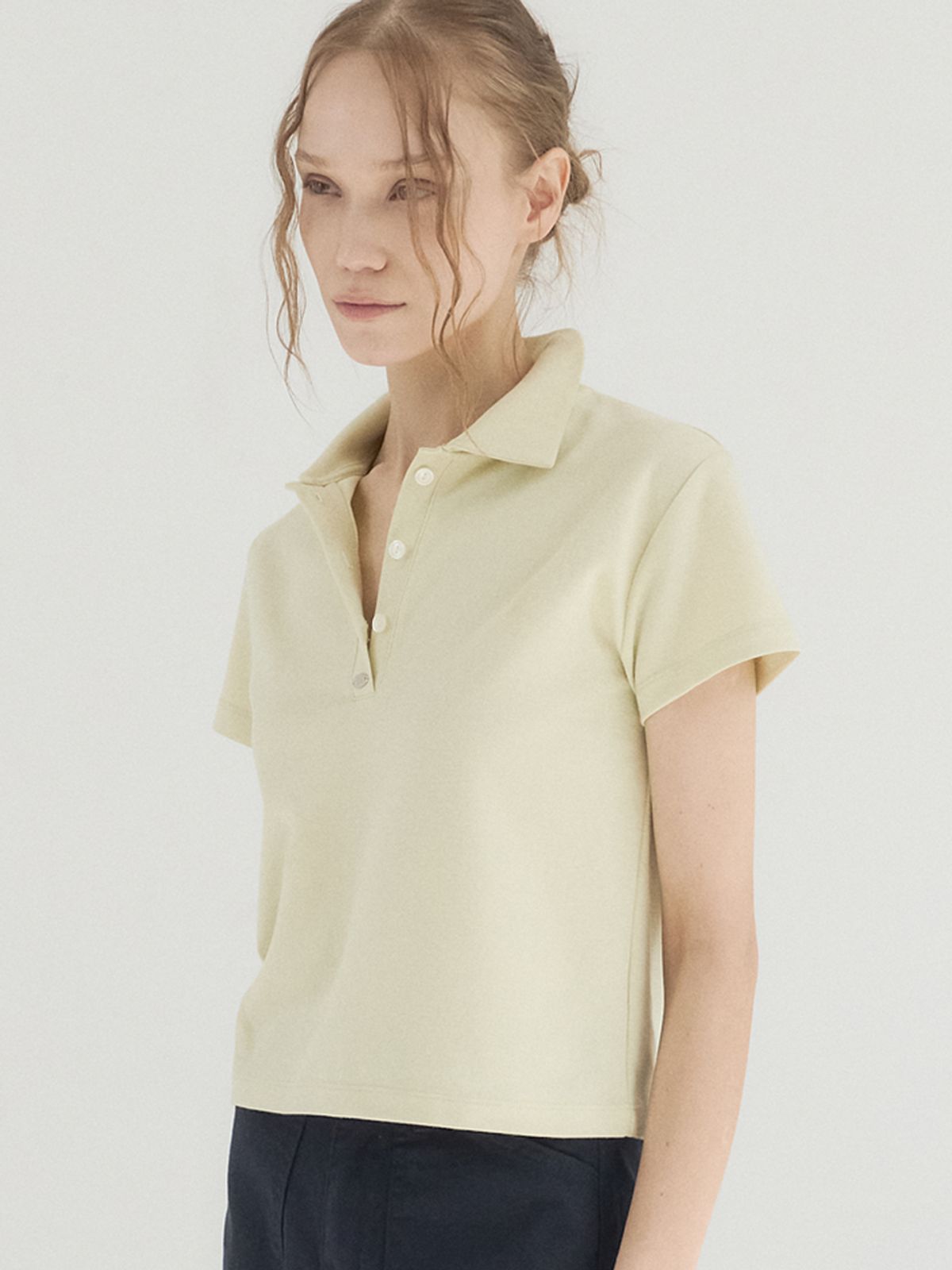 쏘리, 투 머치 러브(SORRY, TOO MUCH LOVE) Clean Mood Pique Polo Top_Yellow