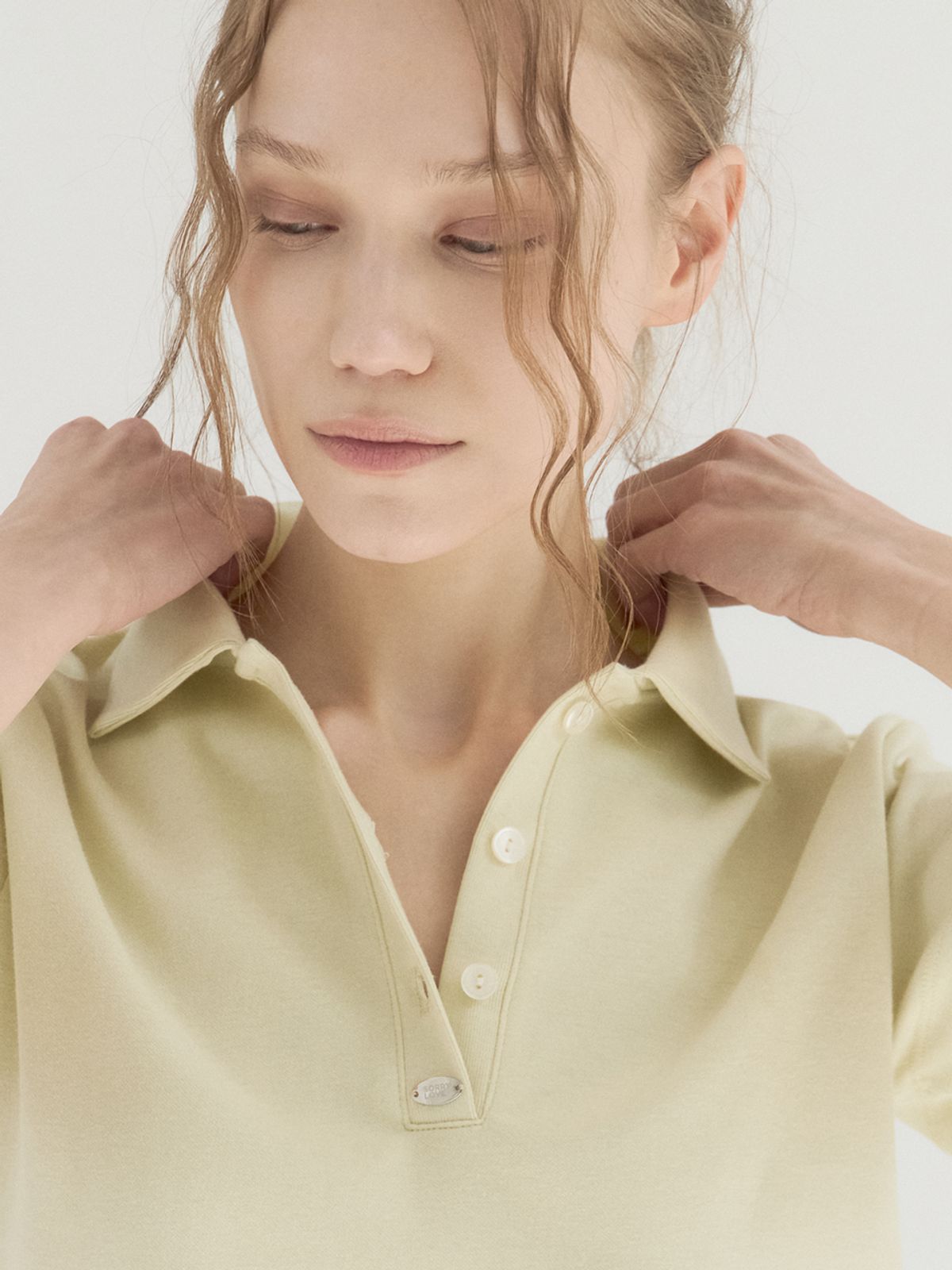 쏘리, 투 머치 러브(SORRY, TOO MUCH LOVE) Clean Mood Pique Polo Top_Yellow