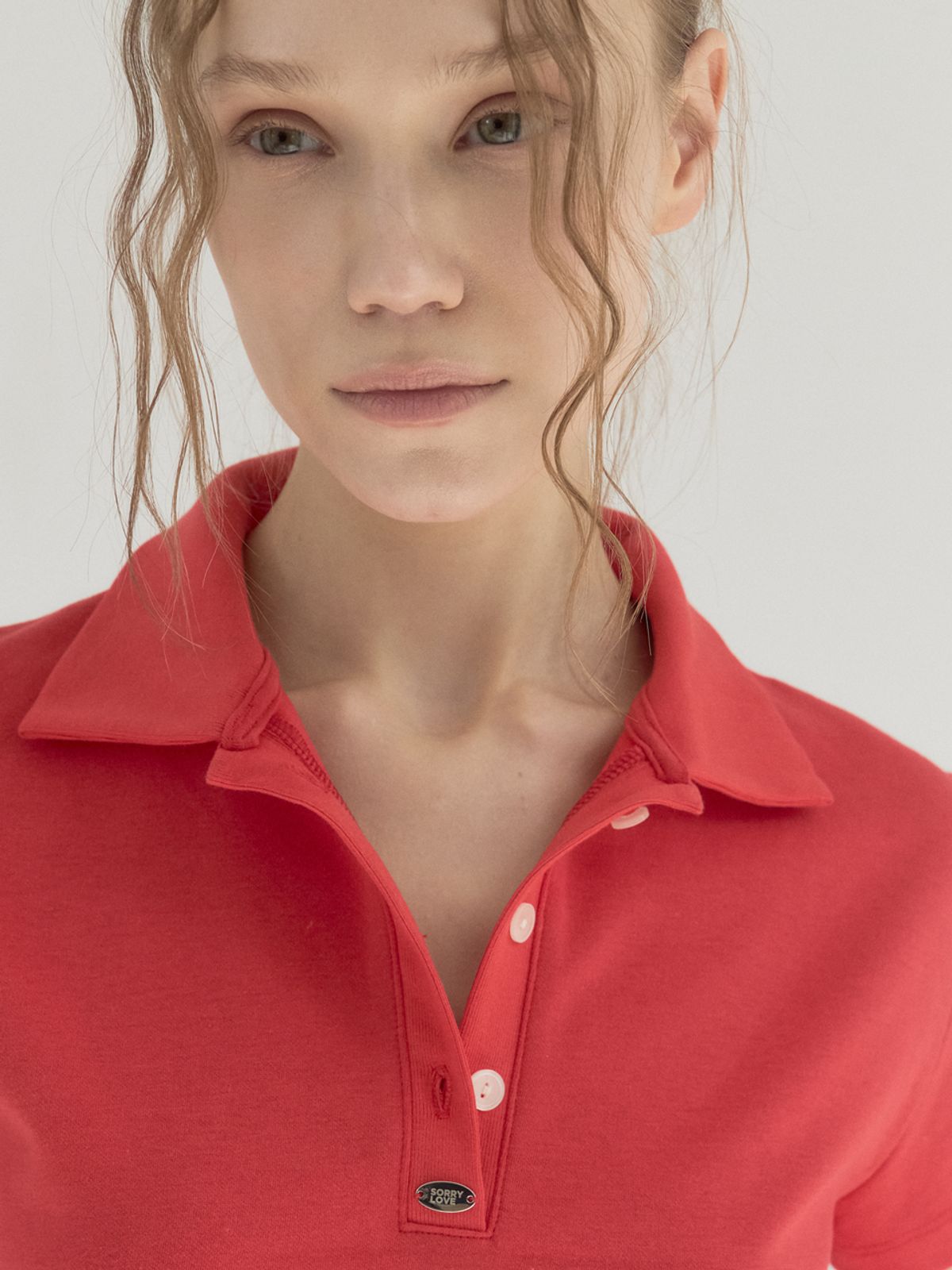 쏘리, 투 머치 러브(SORRY, TOO MUCH LOVE) Clean Mood Pique Polo Top_Red