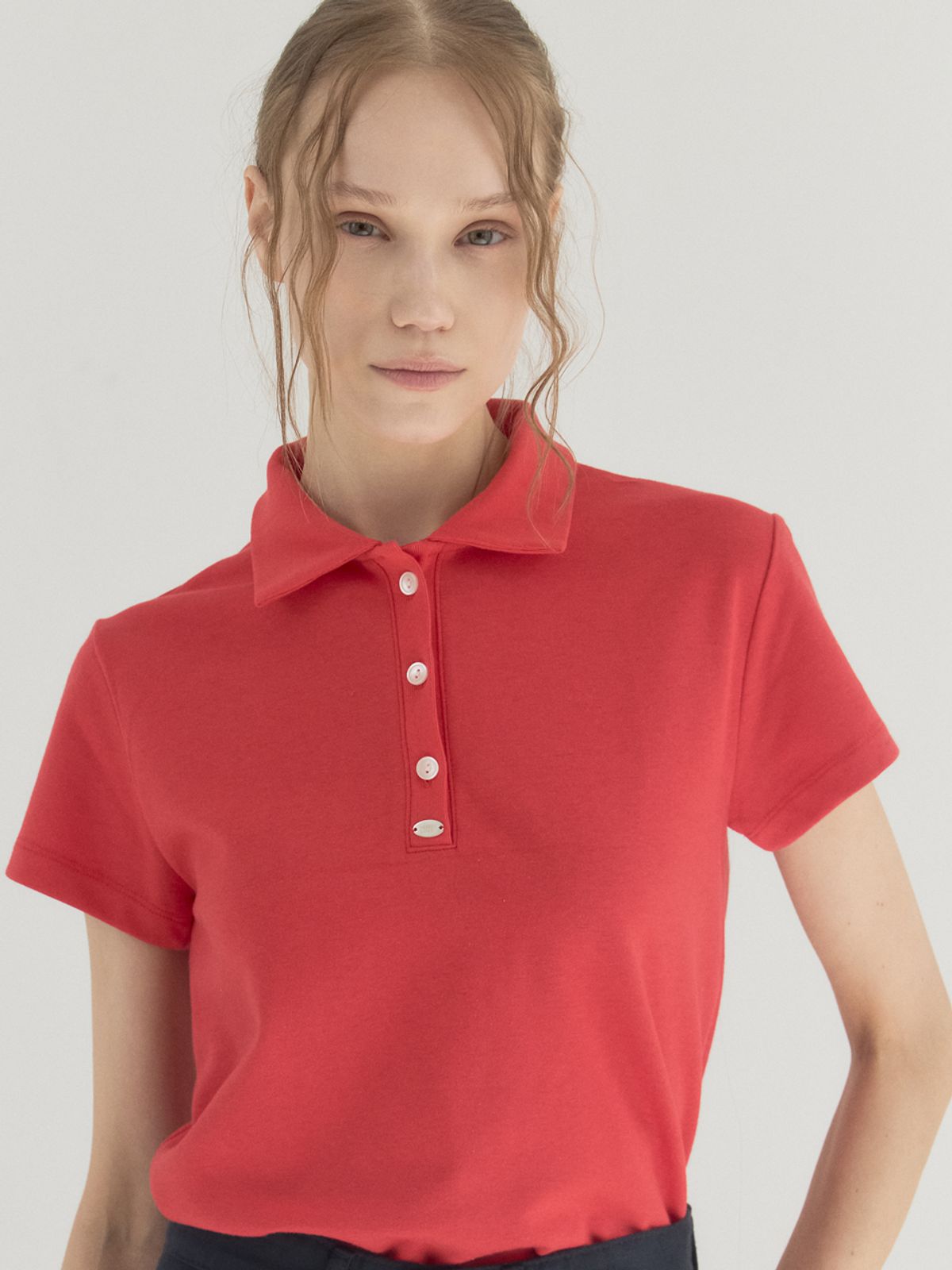 쏘리, 투 머치 러브(SORRY, TOO MUCH LOVE) Clean Mood Pique Polo Top_Red