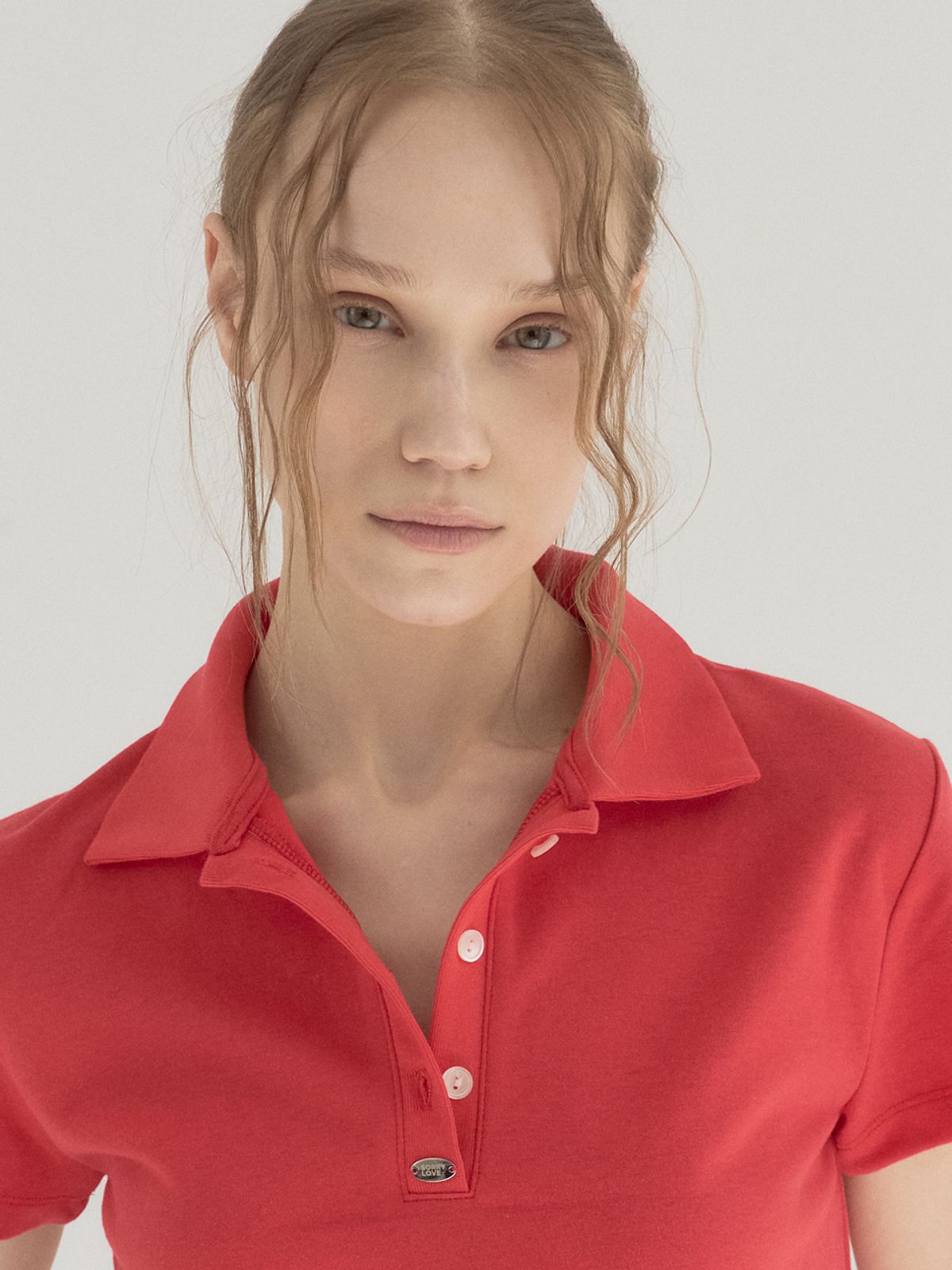 쏘리, 투 머치 러브(SORRY, TOO MUCH LOVE) Clean Mood Pique Polo Top_Red