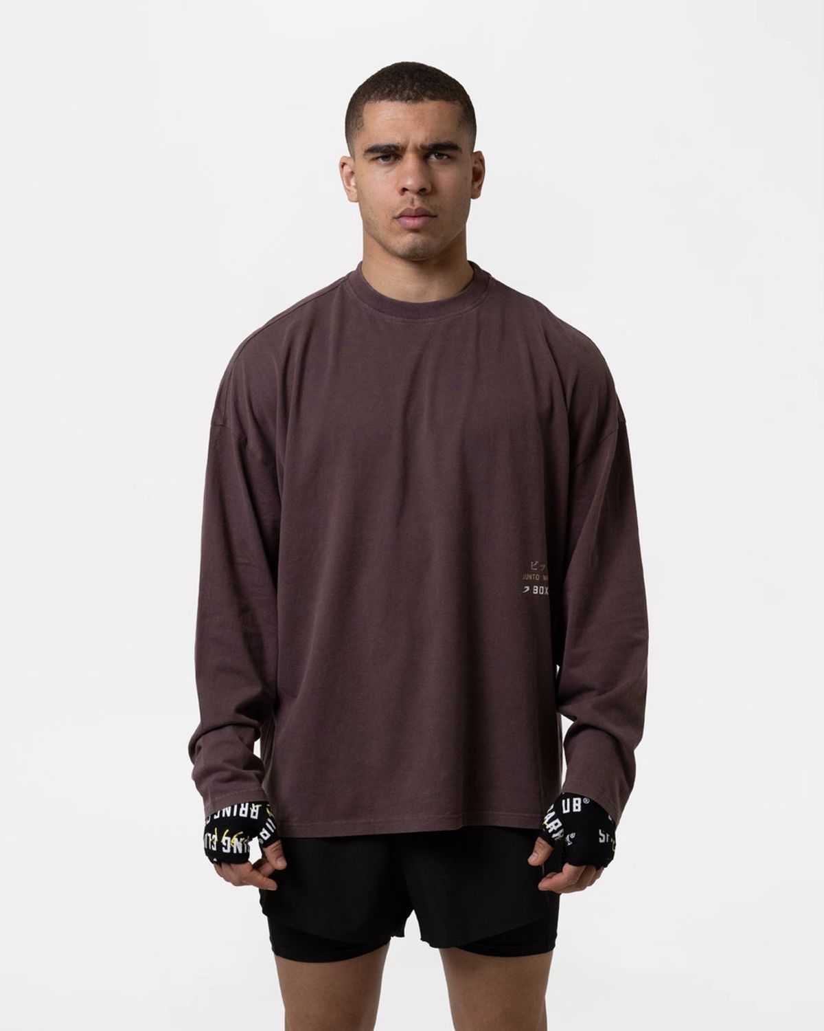 복스로(BOXRAW) 나카타니 x 스파링 클럽 롱슬리브 티셔츠 JUNTO-SPCLLST [워시드 브라운]