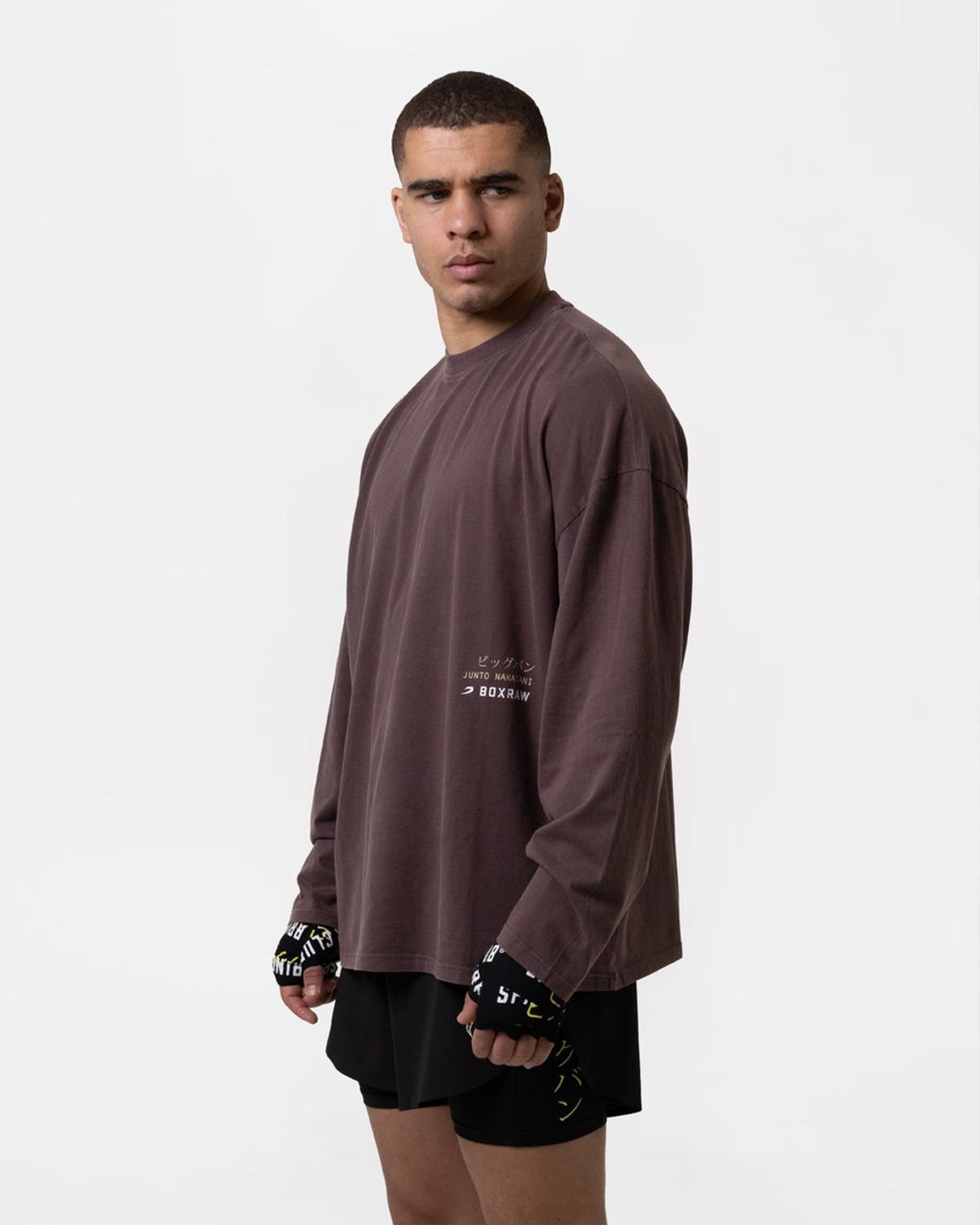 복스로(BOXRAW) 나카타니 x 스파링 클럽 롱슬리브 티셔츠 JUNTO-SPCLLST [워시드 브라운]