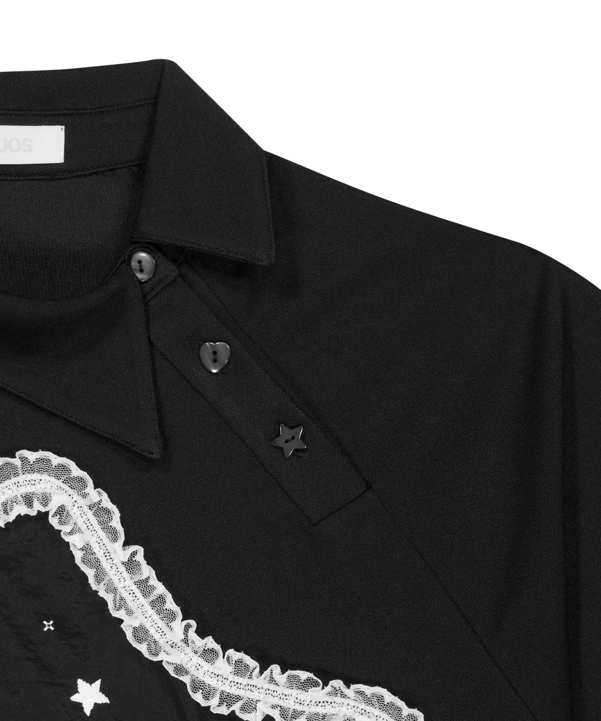 오호스(OJOS) Side Neck Over Collar Tee / Black
