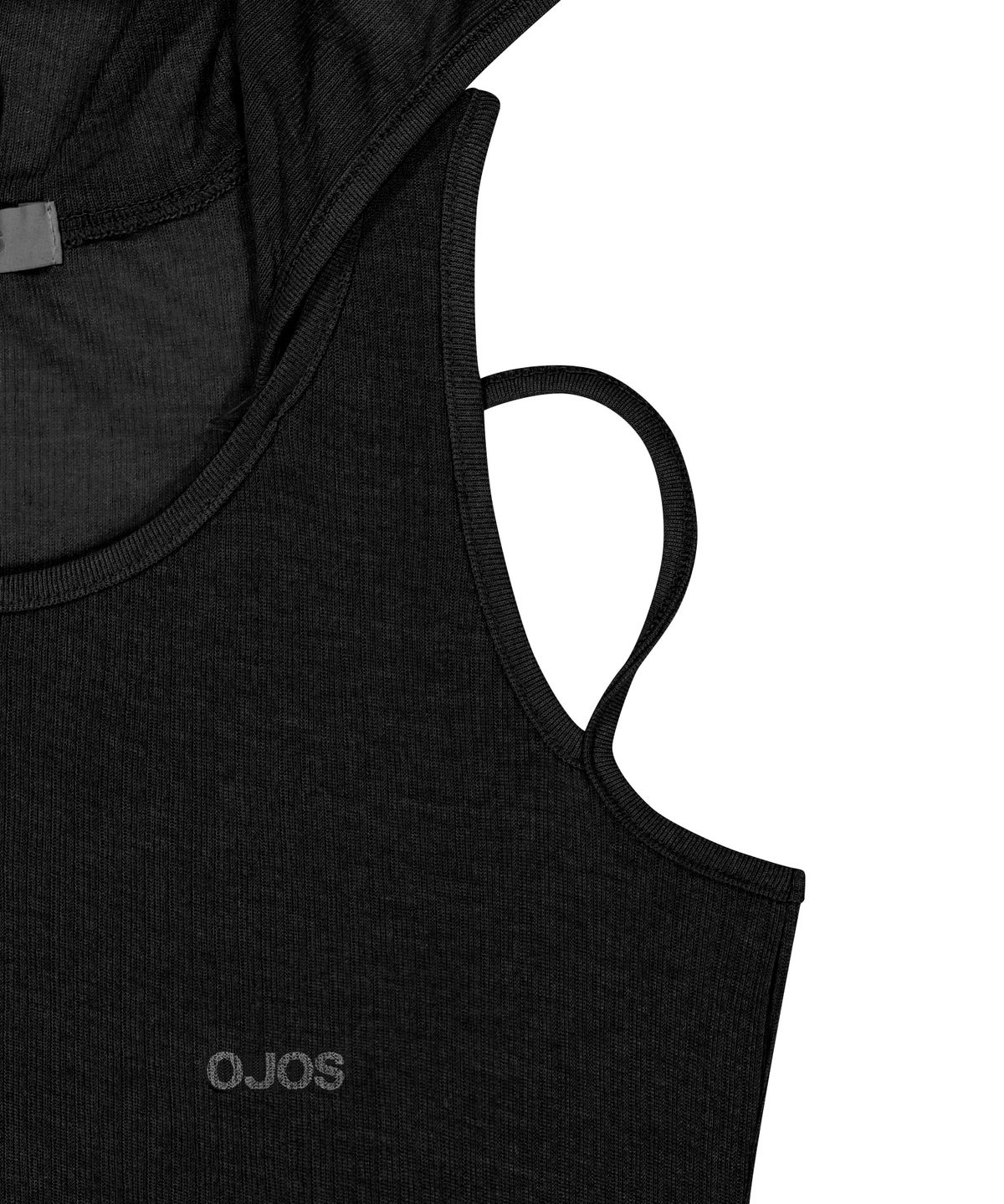 오호스(OJOS) Rib Hood Sleeveless / Black