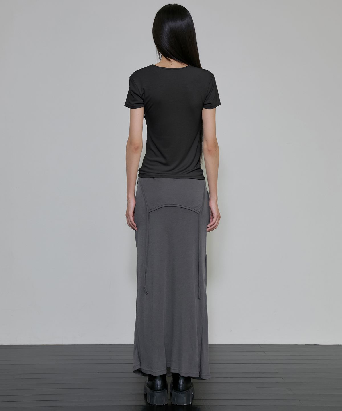 플레어업(FLAREUP) Asymmetrical Draped T-Shirt (FL-147_Black)