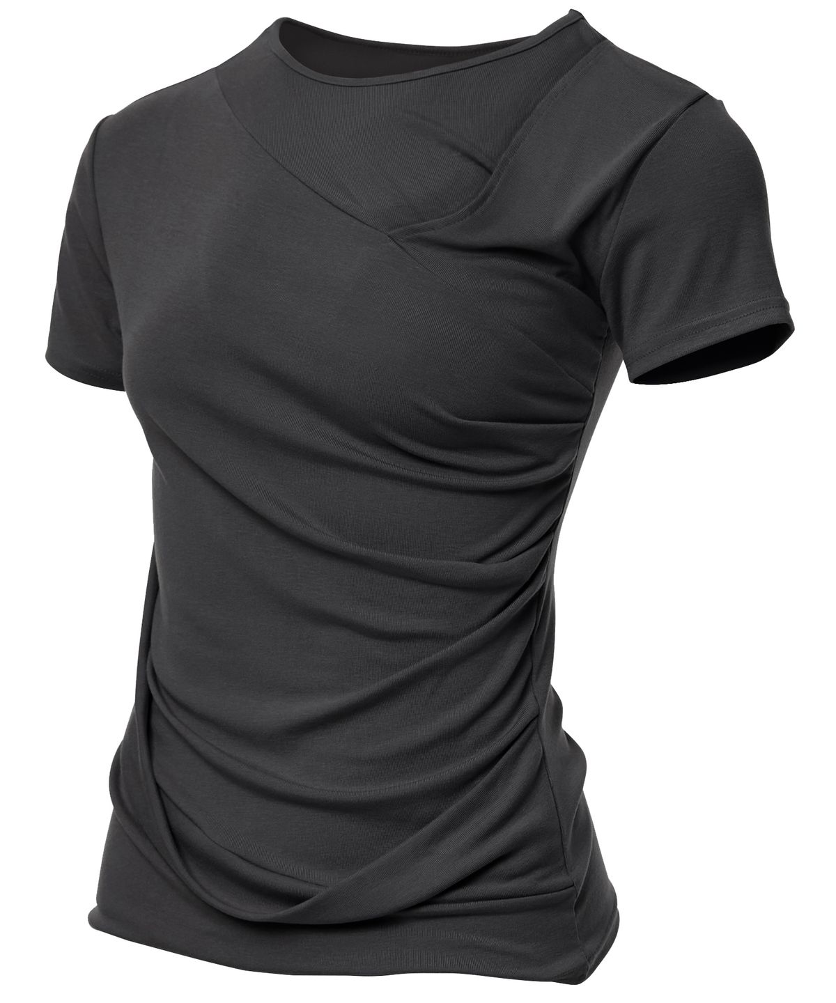 플레어업(FLAREUP) Asymmetrical Draped T-Shirt (FL-147_Black)